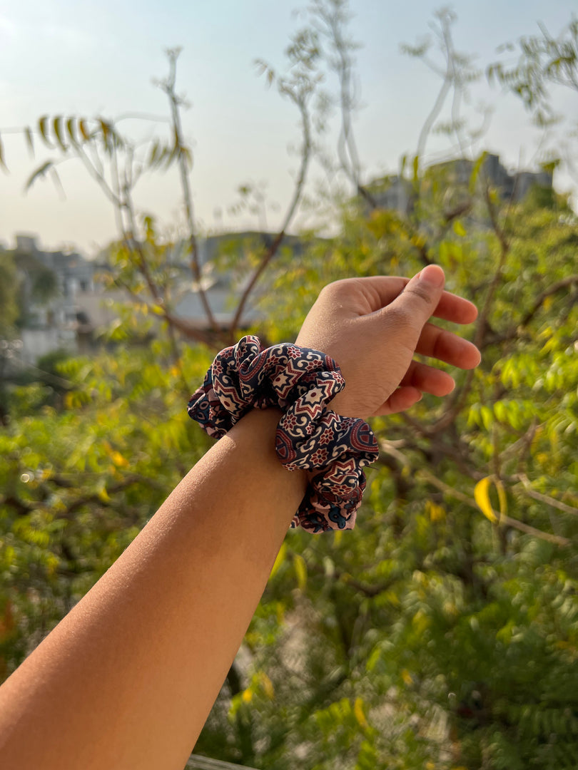 Turkish Hues Intense Ajrakh Scrunchie