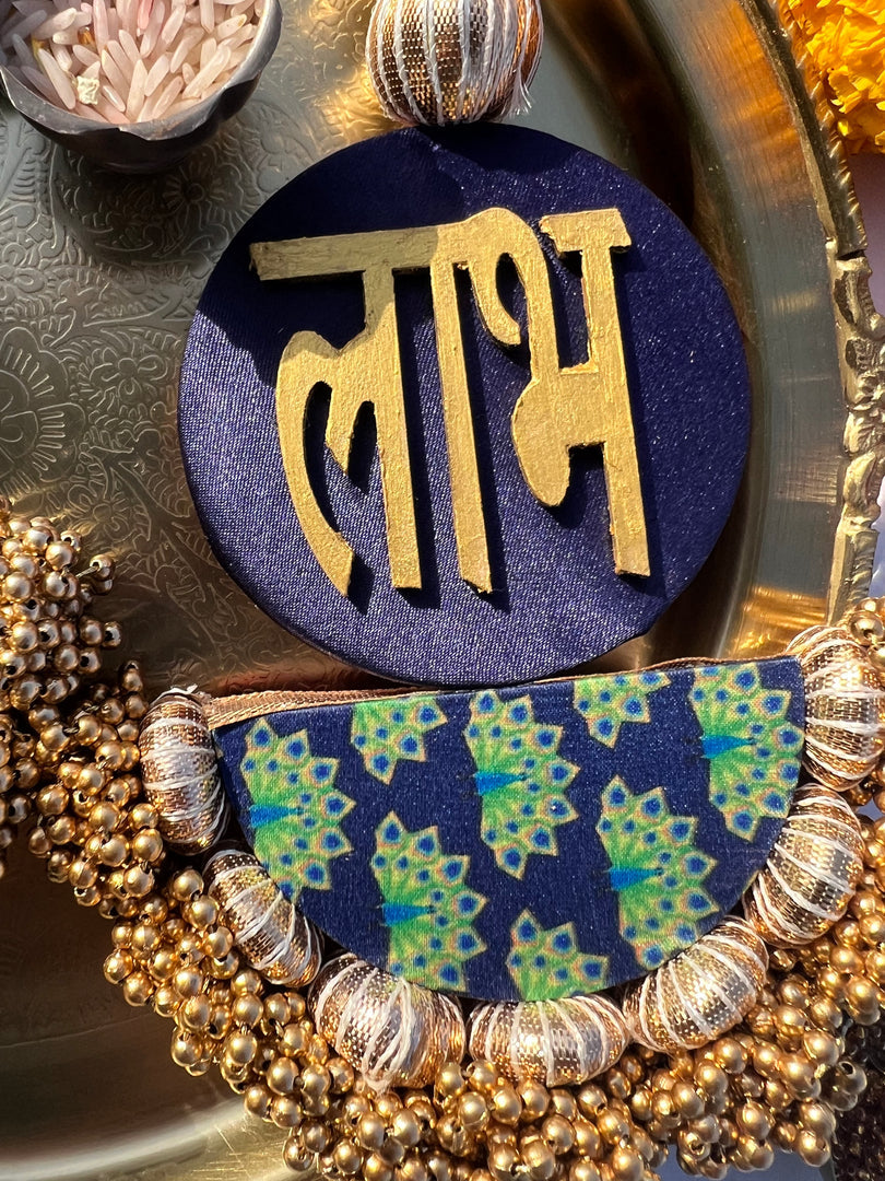 Arc Shubh Labh: Pastel Pistachio & Maroon Navratna Patola