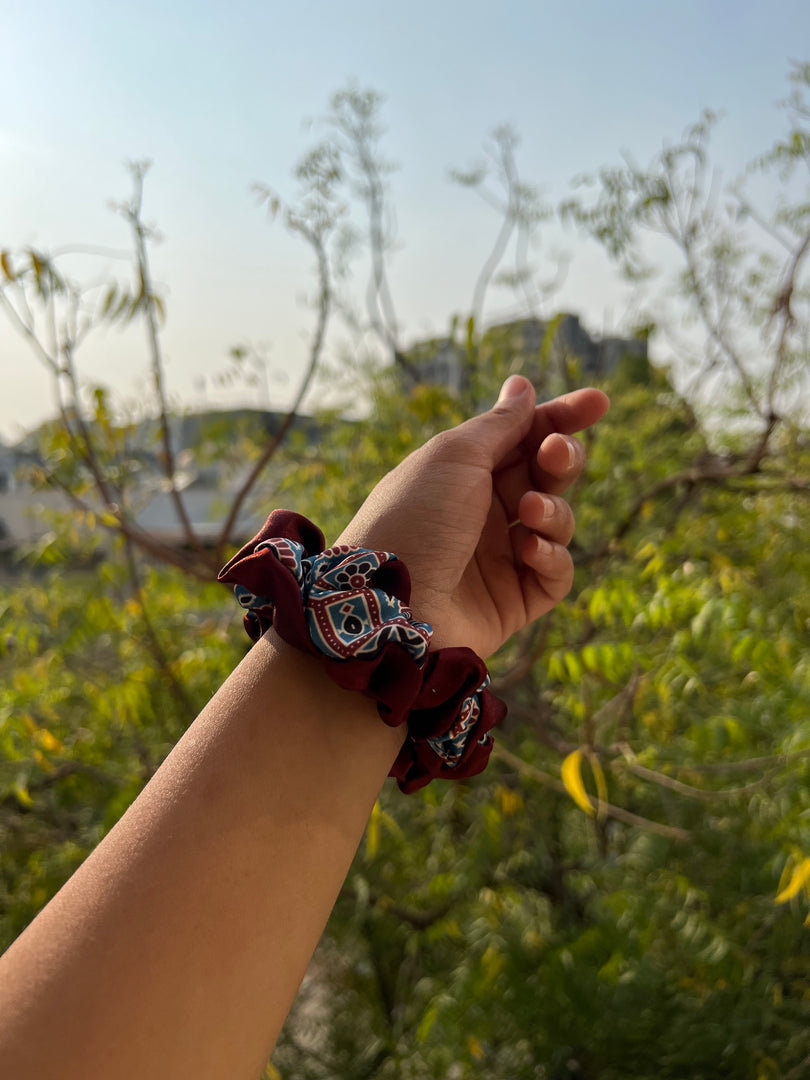 Turkish Hues Intense Ajrakh Scrunchie