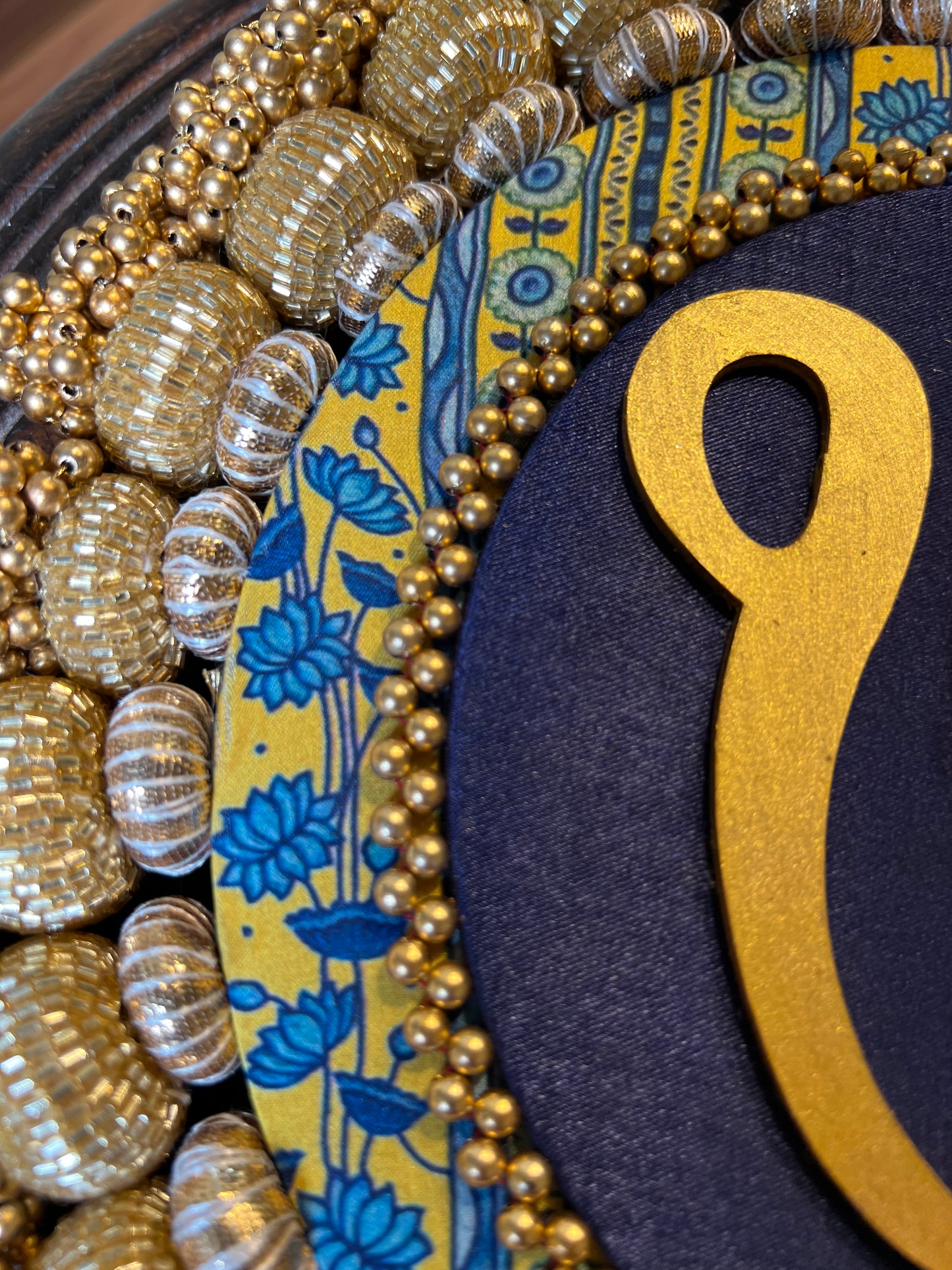 Ek Onkar Motif Micro Pallet + Hanging: Lemon Yellow + Vermillion Congruous Divine Pichwai