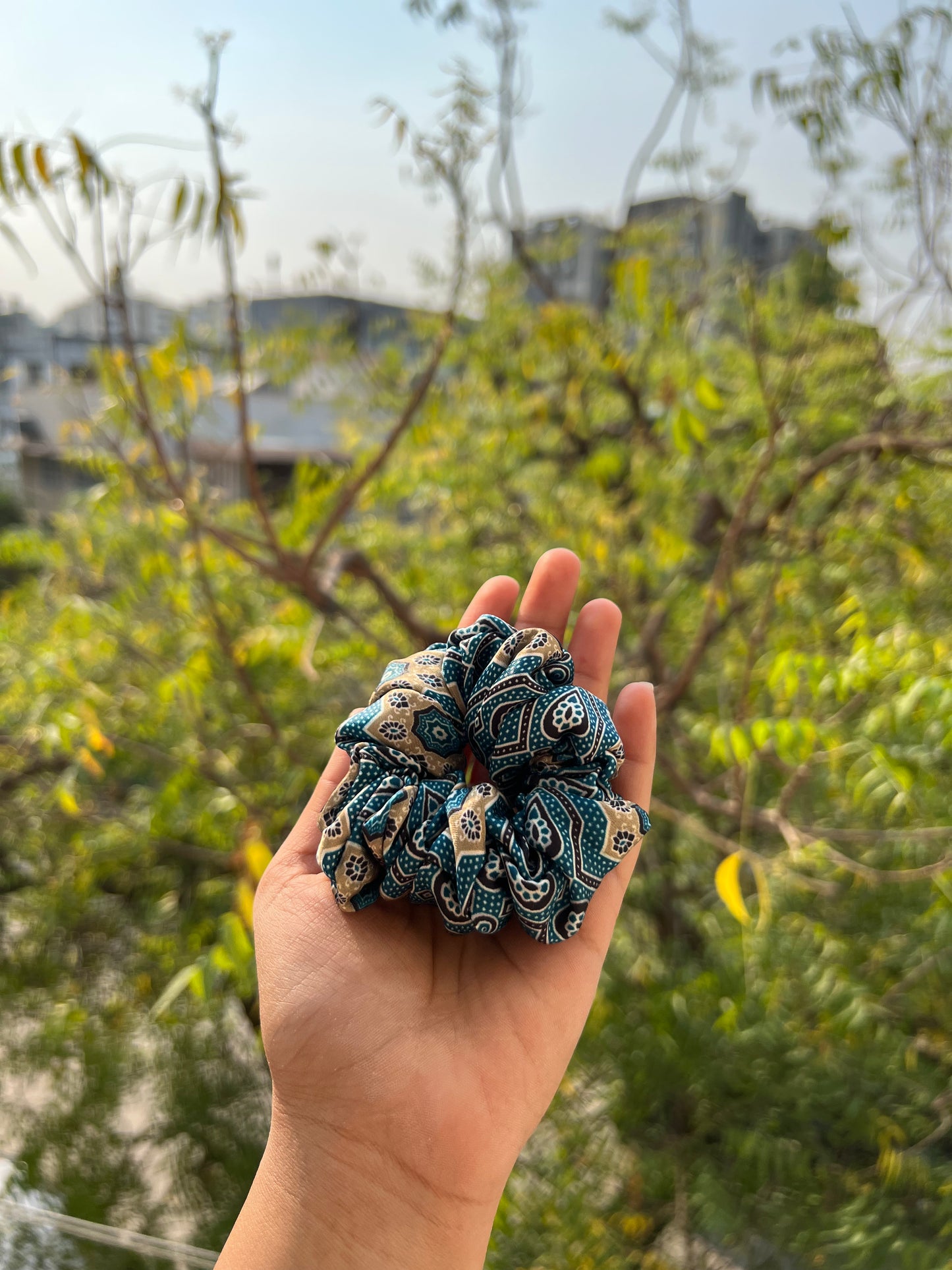 Turkish Hues Intense Ajrakh Scrunchie