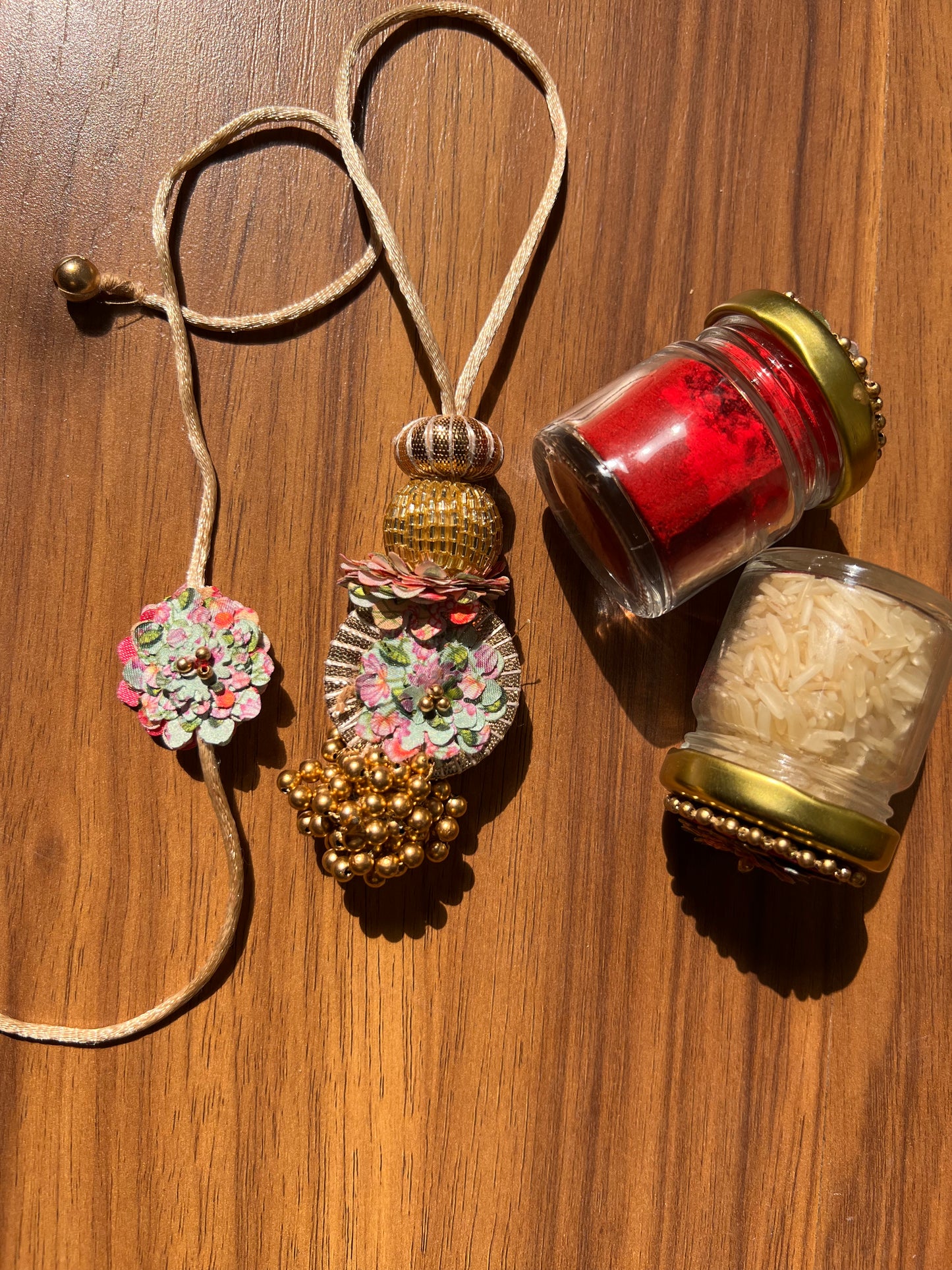 Pastel Pistachio & OG Inflorescence Divine Pichwai Rakhi Combo : III