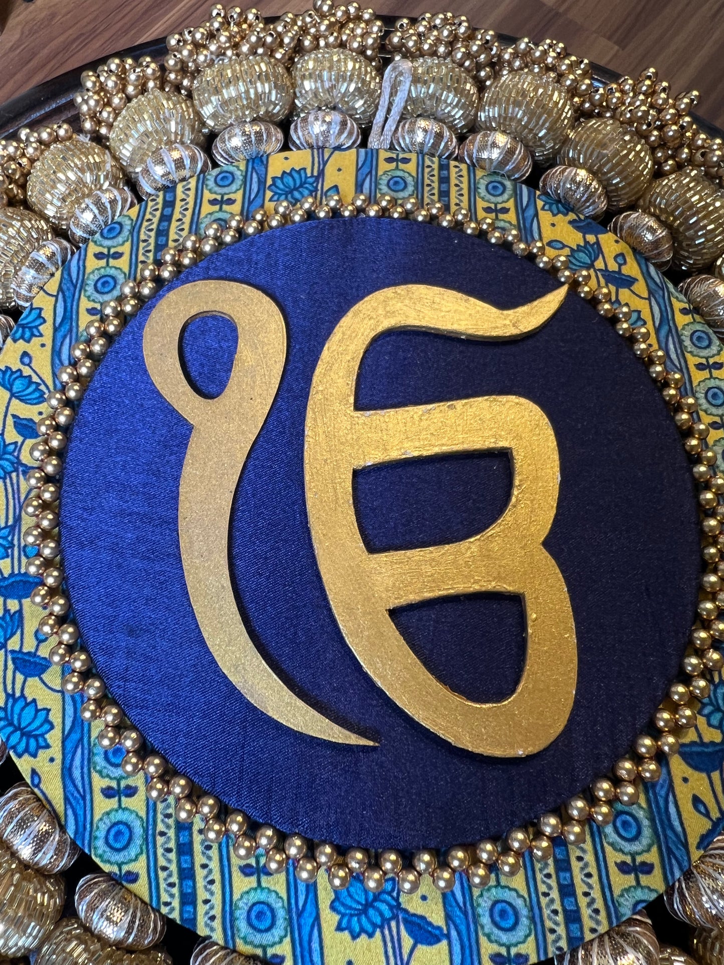 Ek Onkar Motif Micro Pallet + Hanging: Lemon Yellow + Vermillion Congruous Divine Pichwai