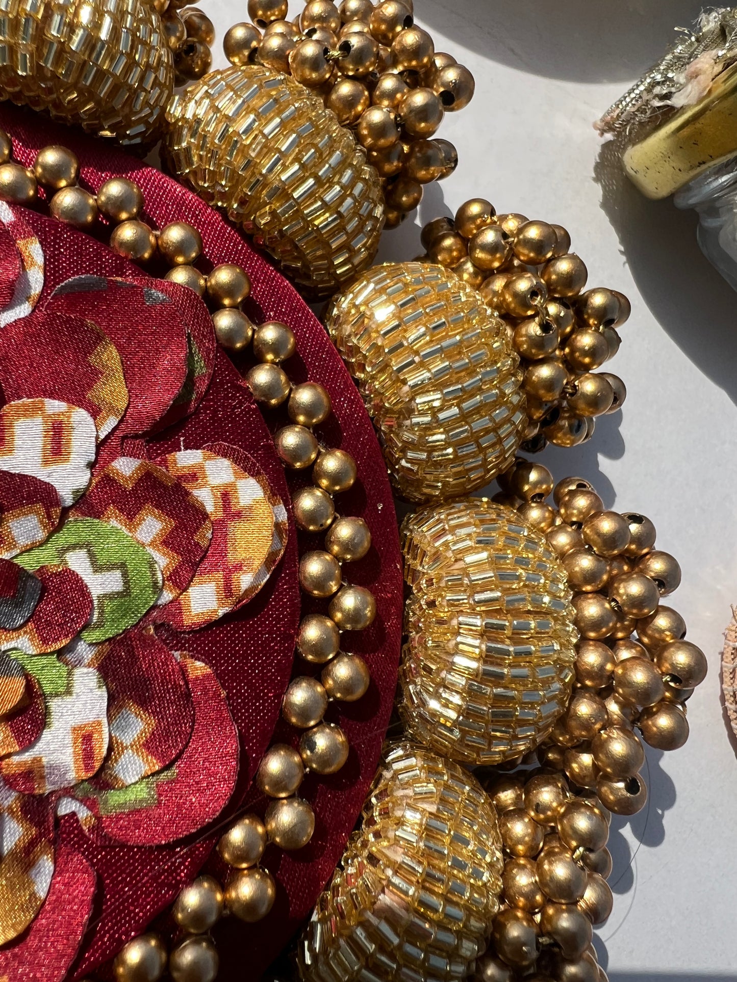 DIVA DIYA PALLET: Enchanted Maroon Navratna Patola + Golden Yellow Navratna Patola