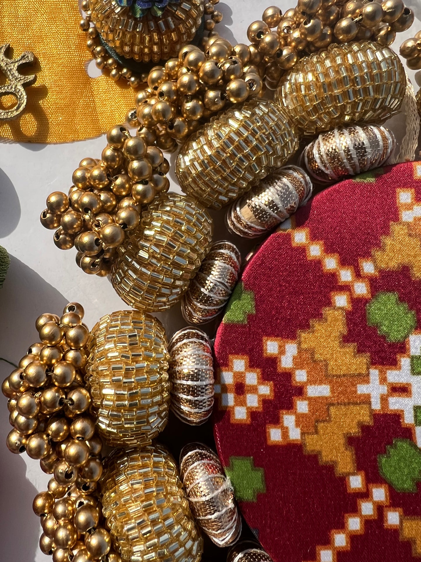 Chaandbali OM Pallet: OG Inflorescence Divine Pichwai + Maroon Navratna Patola