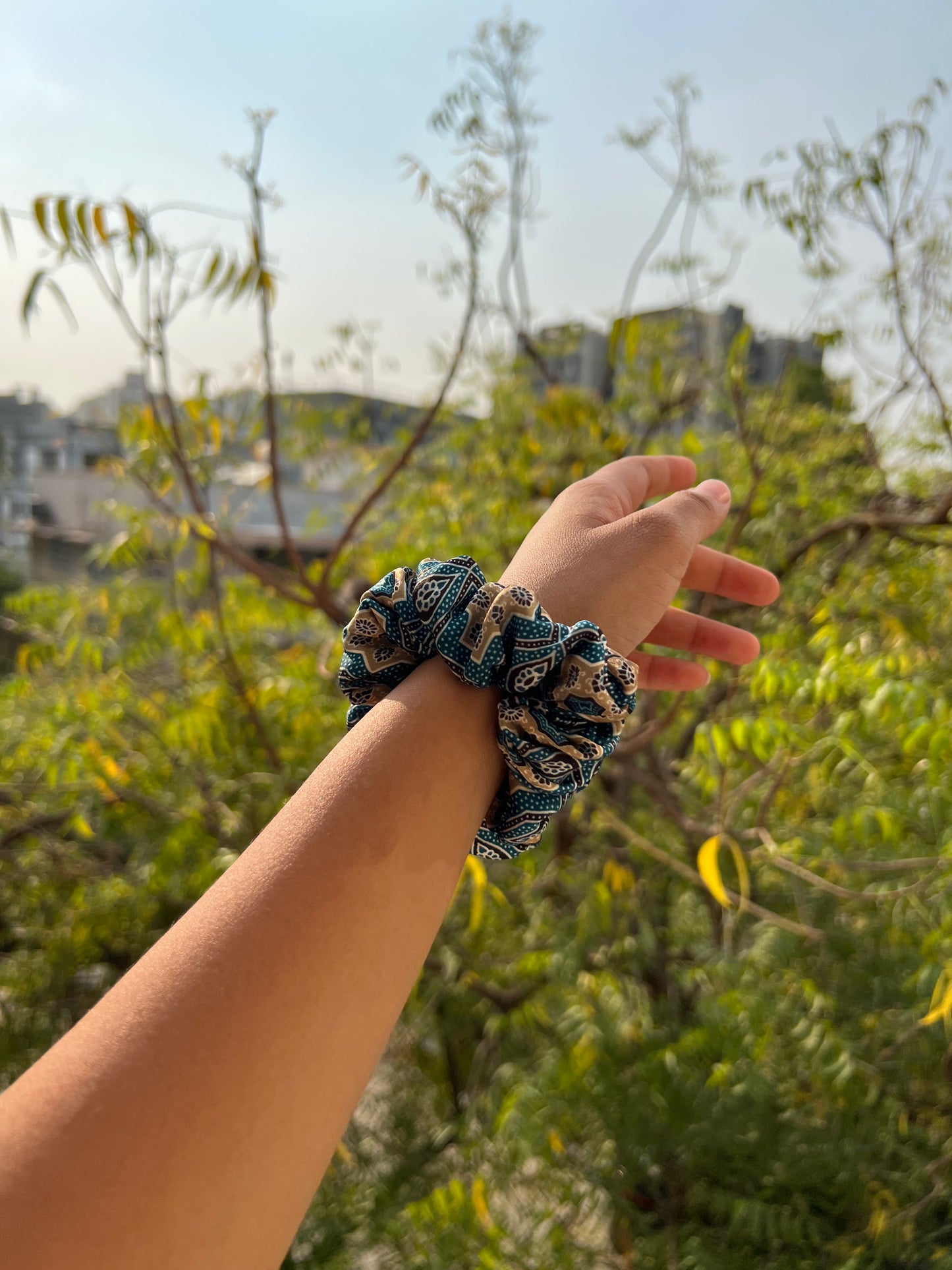 Turkish Hues Intense Ajrakh Scrunchie