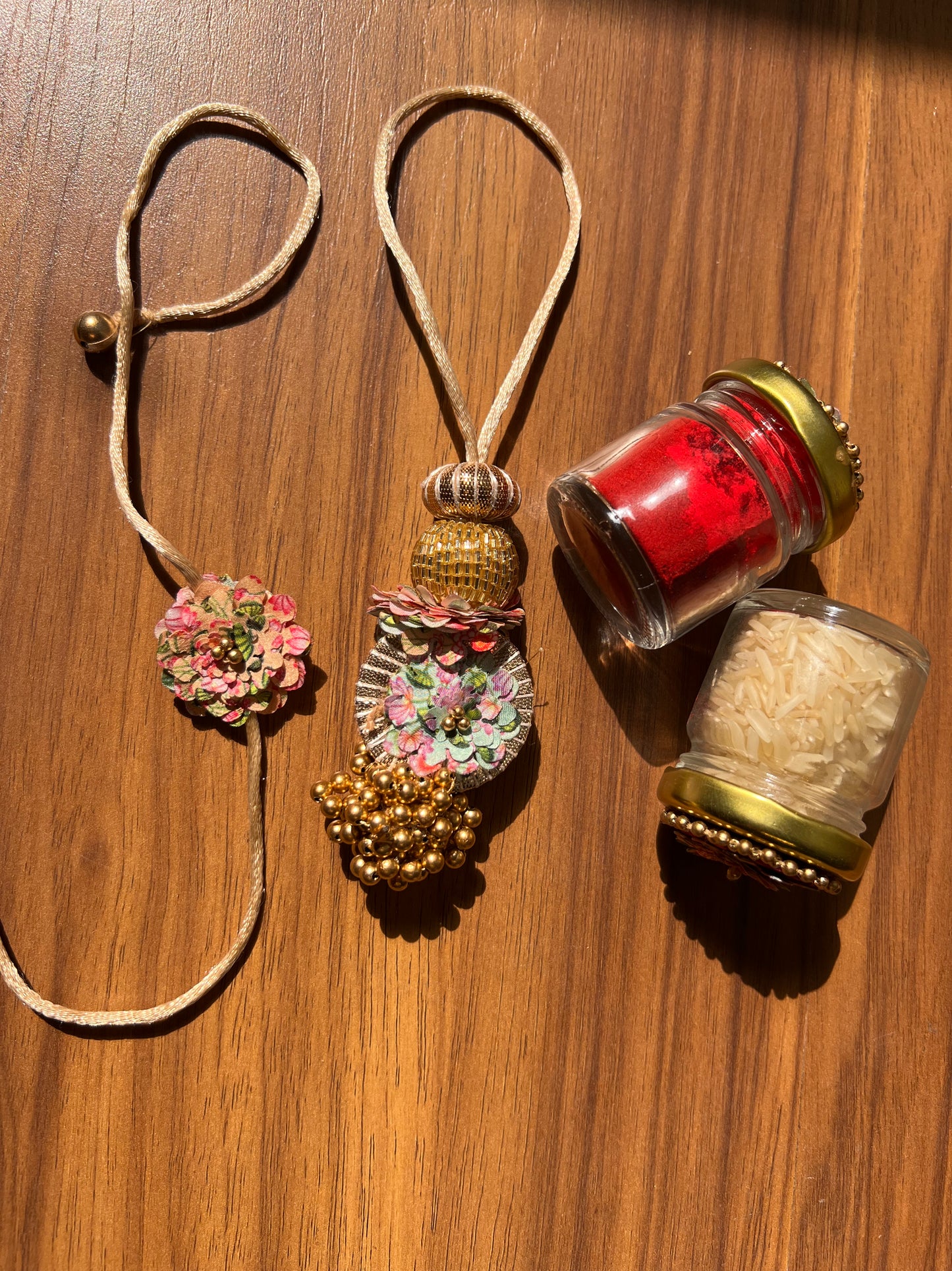 Pastel Pistachio & OG Inflorescence Divine Pichwai Rakhi Combo : III