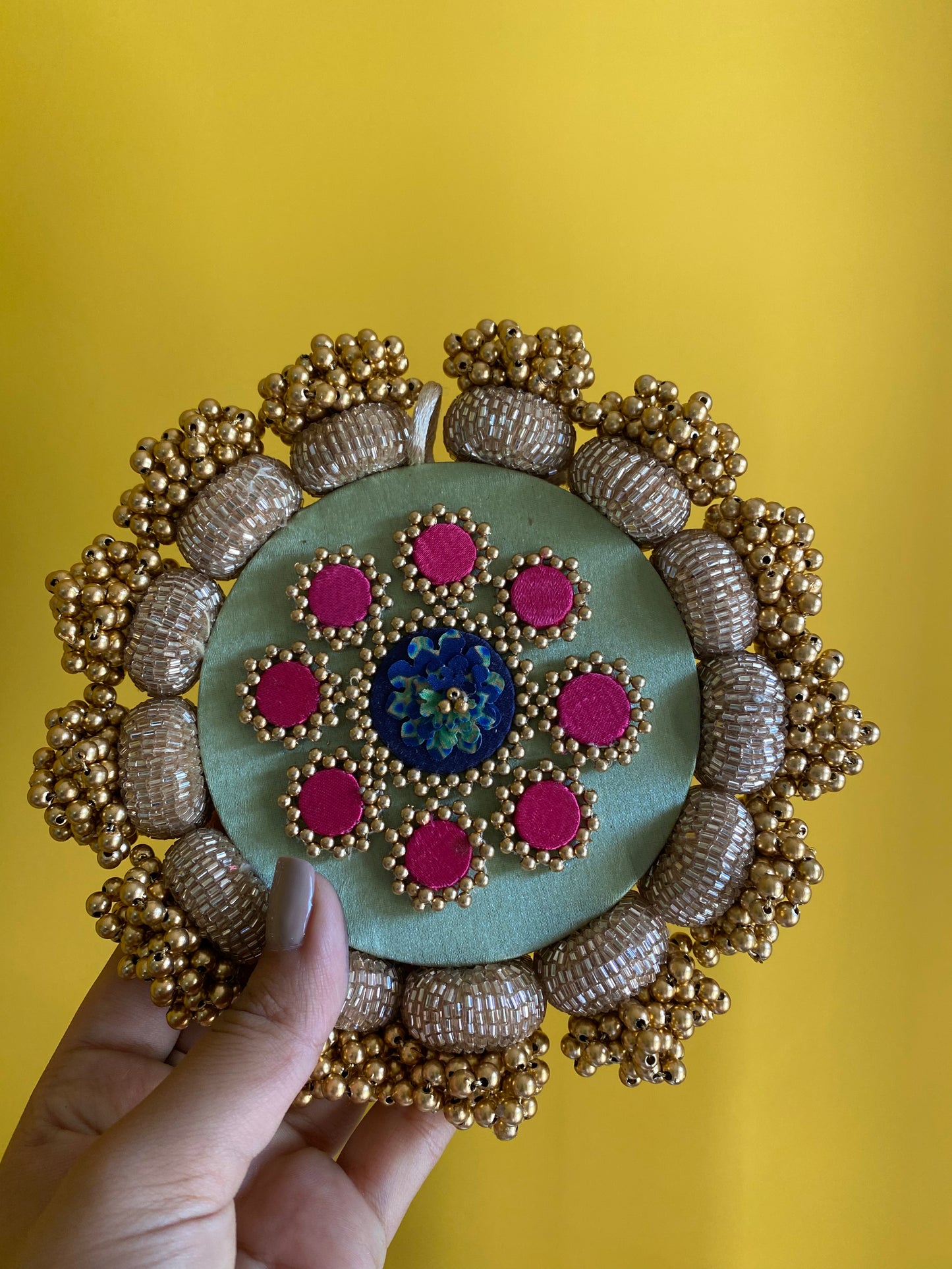 Mandala DIVA DIYA Pallet: Solid Pastel Pistachio + Pastel Pistachio Inflorescence Divine Pichwai