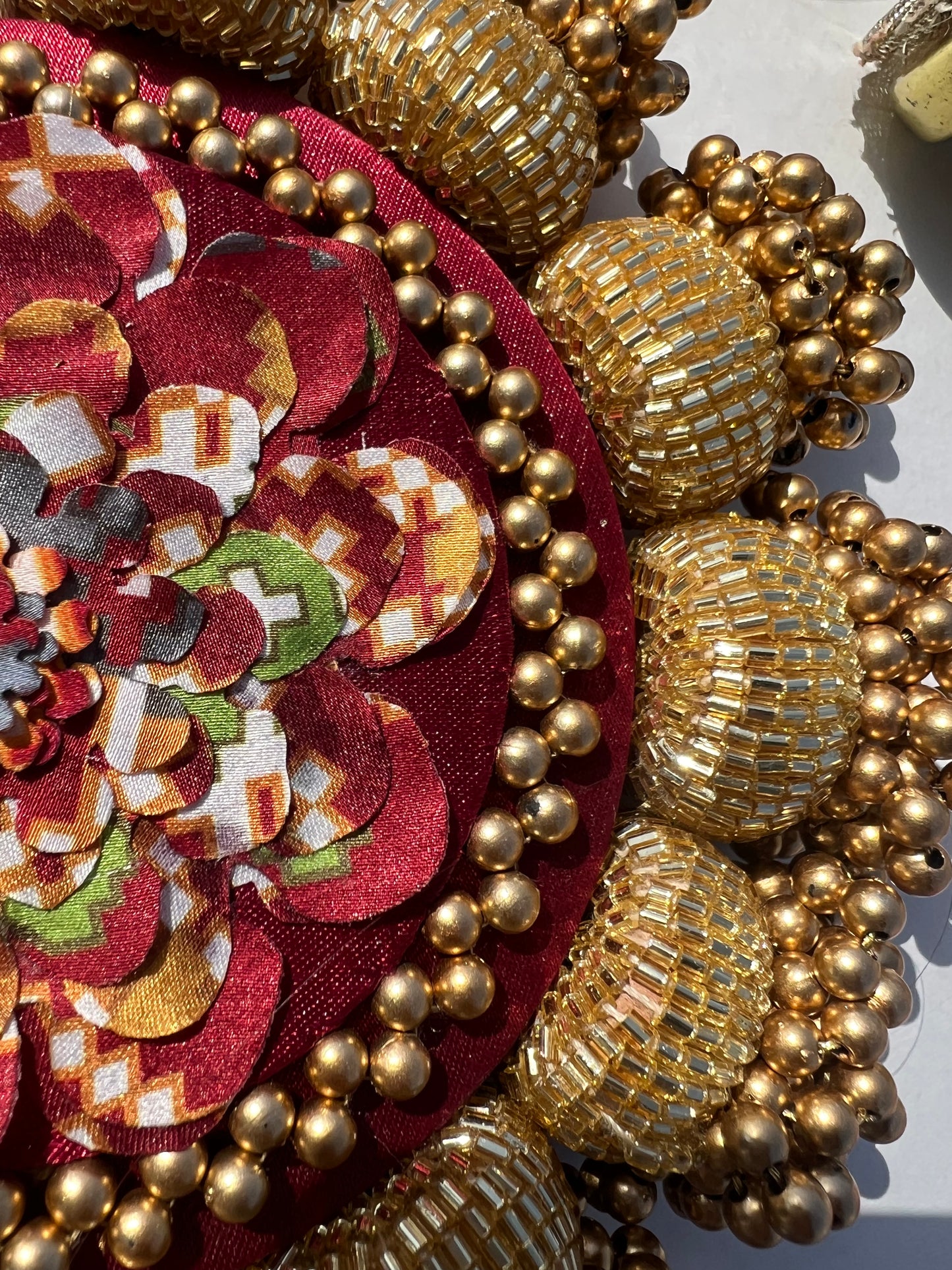 DIVA DIYA PALLET: Enchanted Maroon Navratna Patola + Golden Yellow Navratna Patola