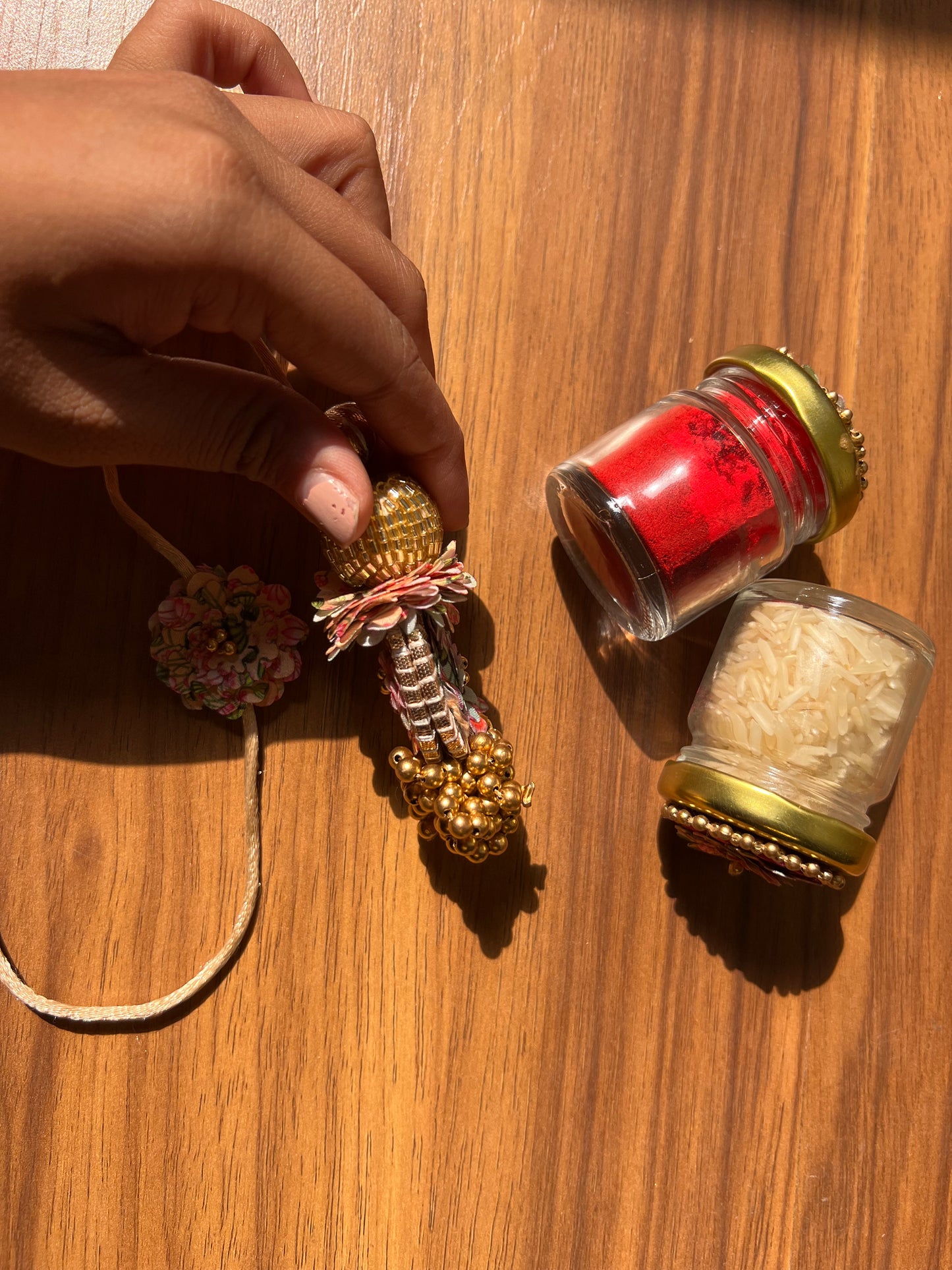 Pastel Pistachio & OG Inflorescence Divine Pichwai Rakhi Combo : III