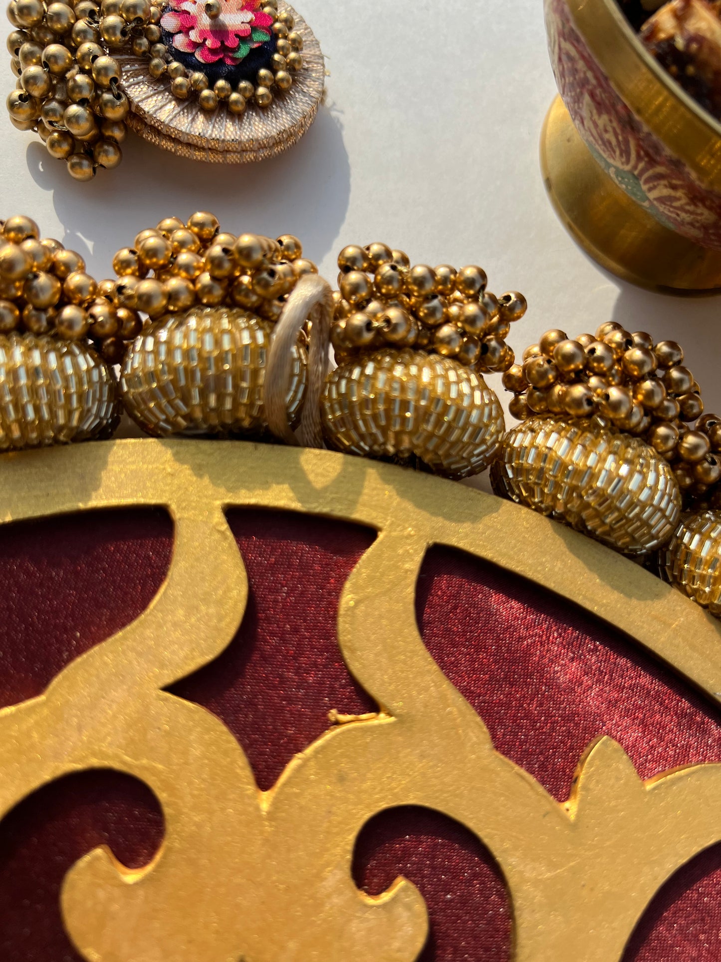 Manjari Rangoli: Solid Wine + Octagonal Ornamentation Intense Ajrakh