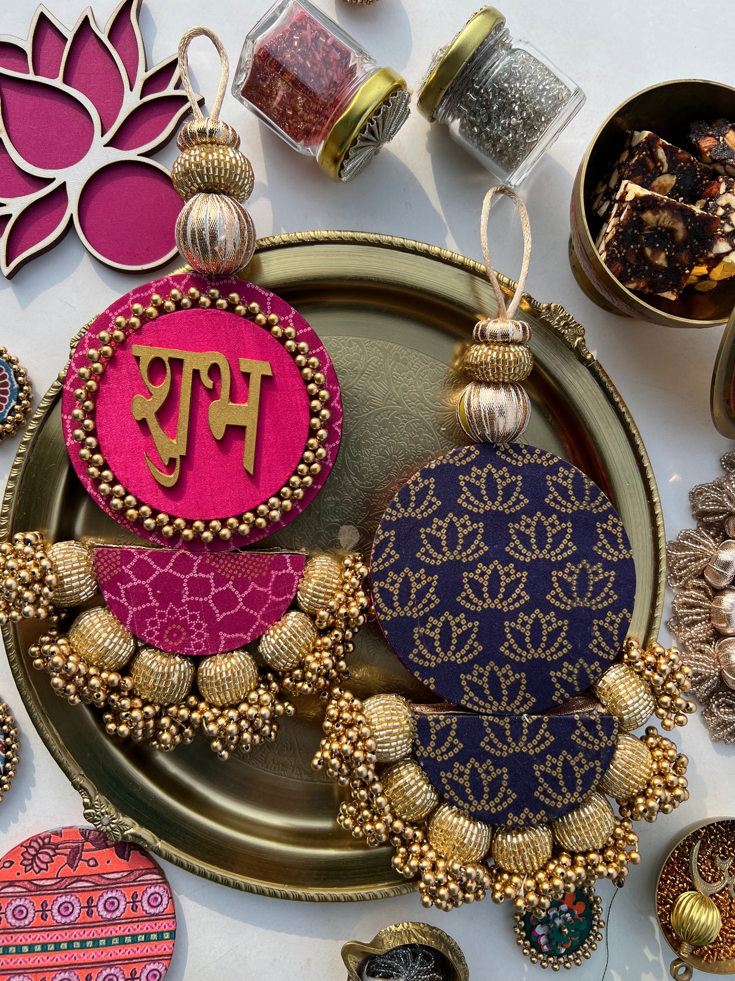 Rosie Rani + Kamal Bandhej Arc Embellished Shubh Labh Tassels