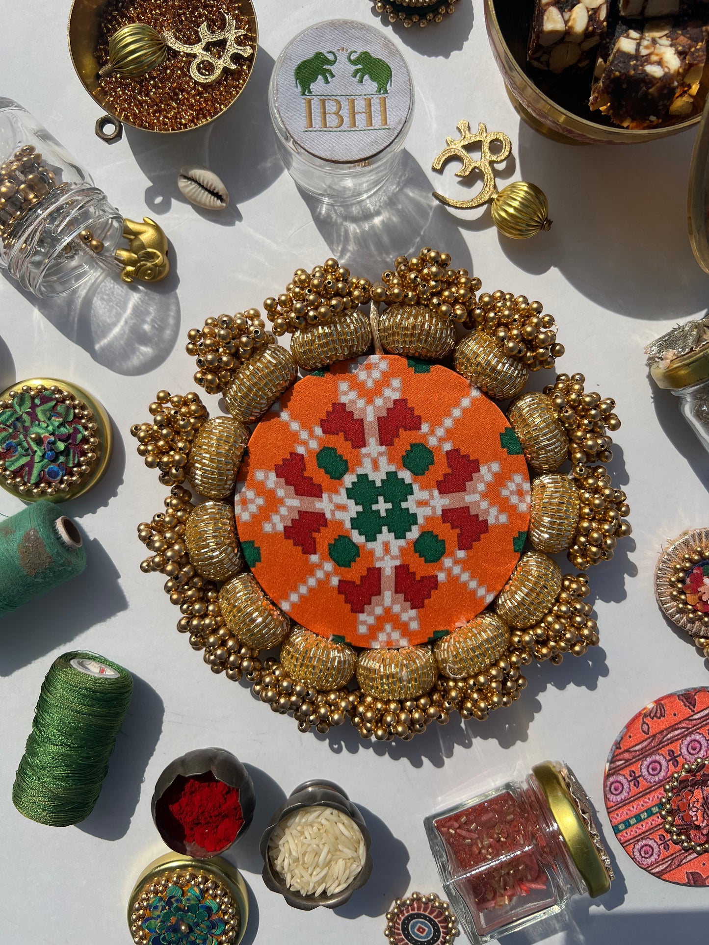DIVA DIYA PALLET: Enchanted Maroon Navratna Patola + Golden Yellow Navratna Patola
