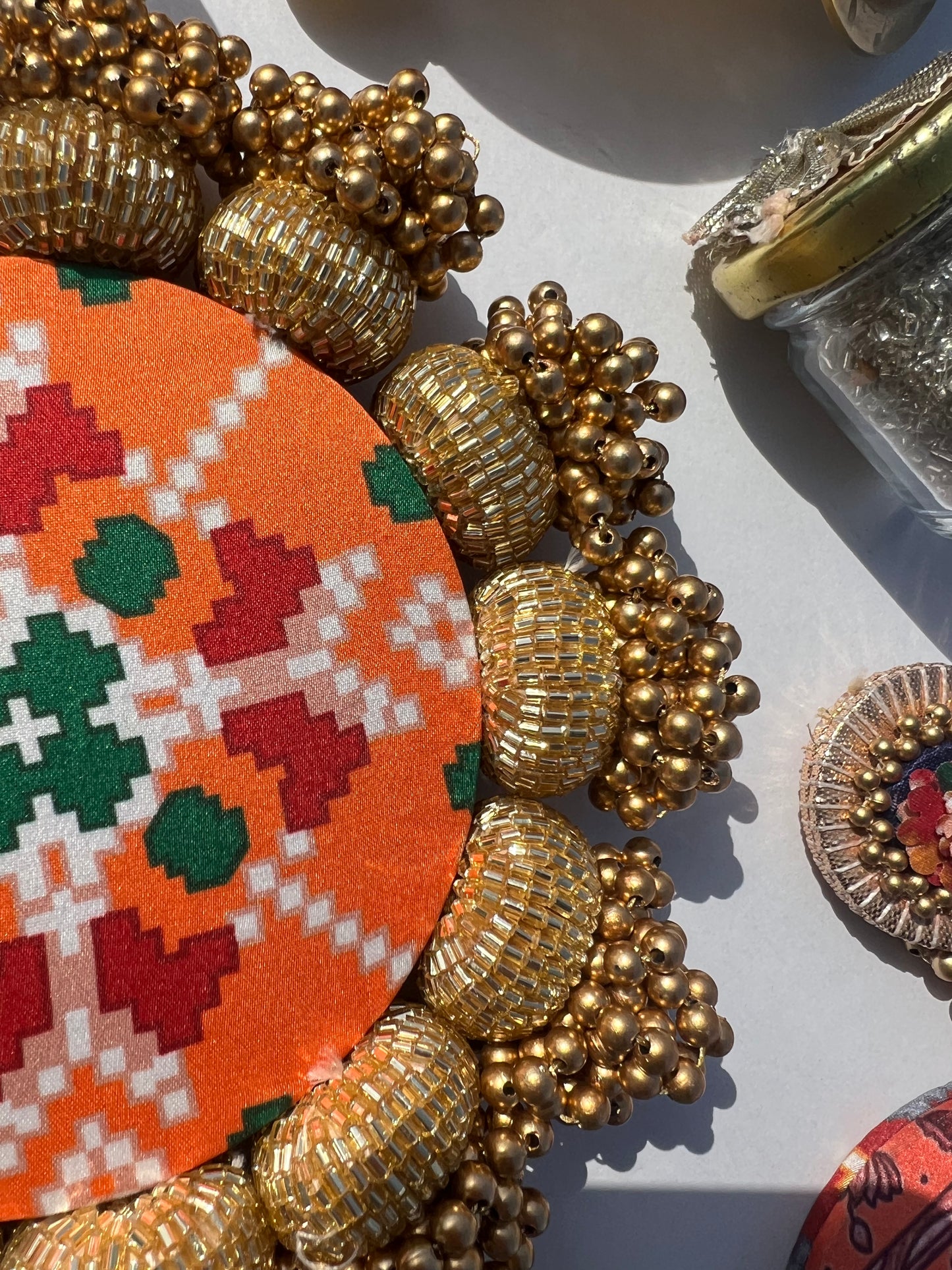 DIVA DIYA PALLET: Enchanted Maroon Navratna Patola + Golden Yellow Navratna Patola