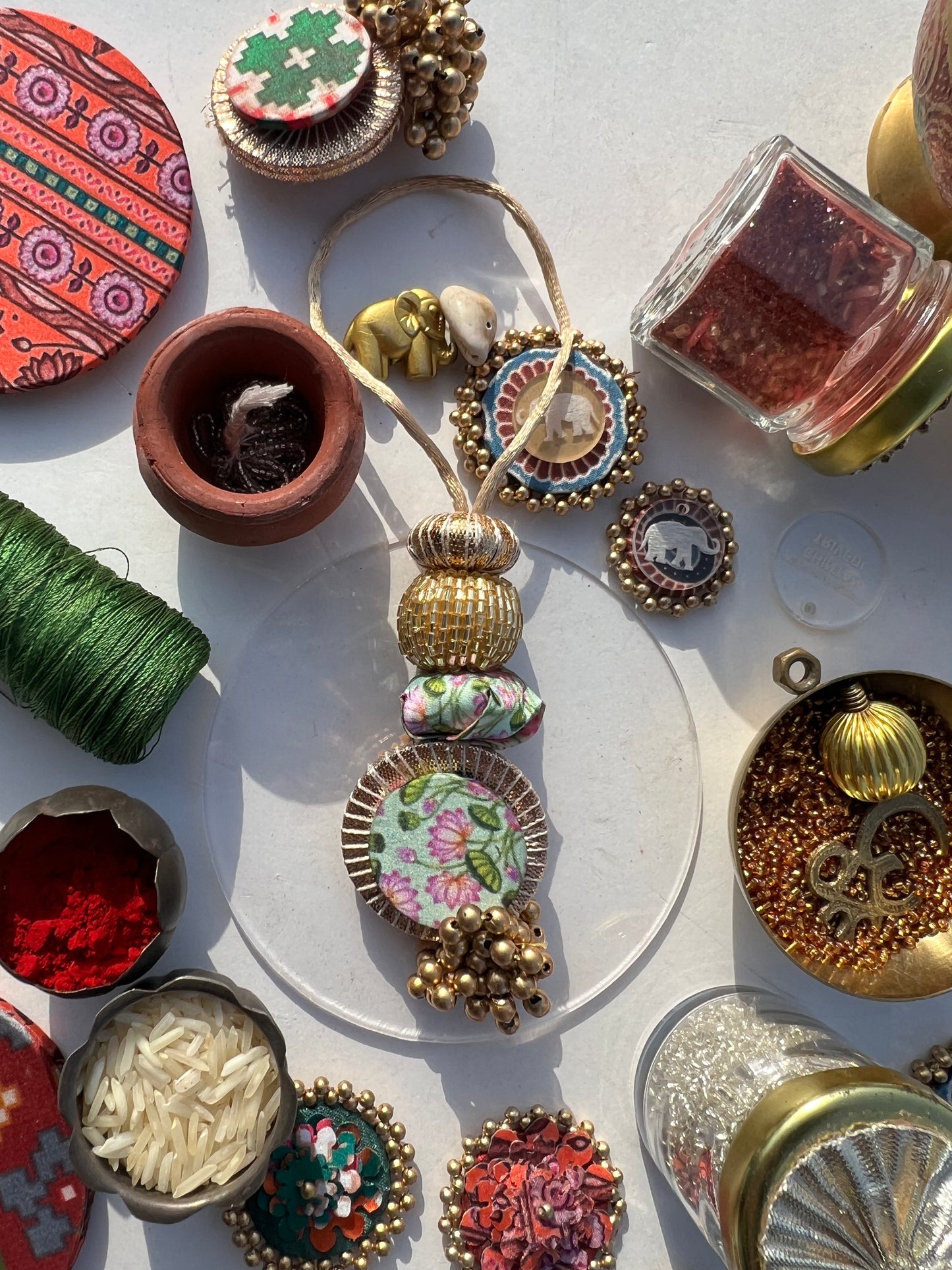 Glass Beaded Plumeria Lumba- Bhabhi Rakhi