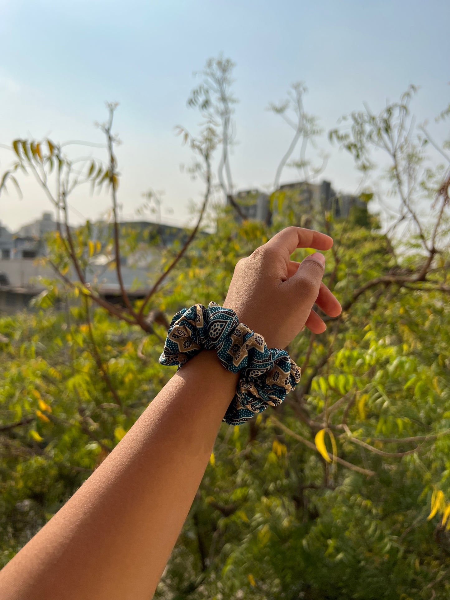 Turkish Hues Intense Ajrakh Scrunchie