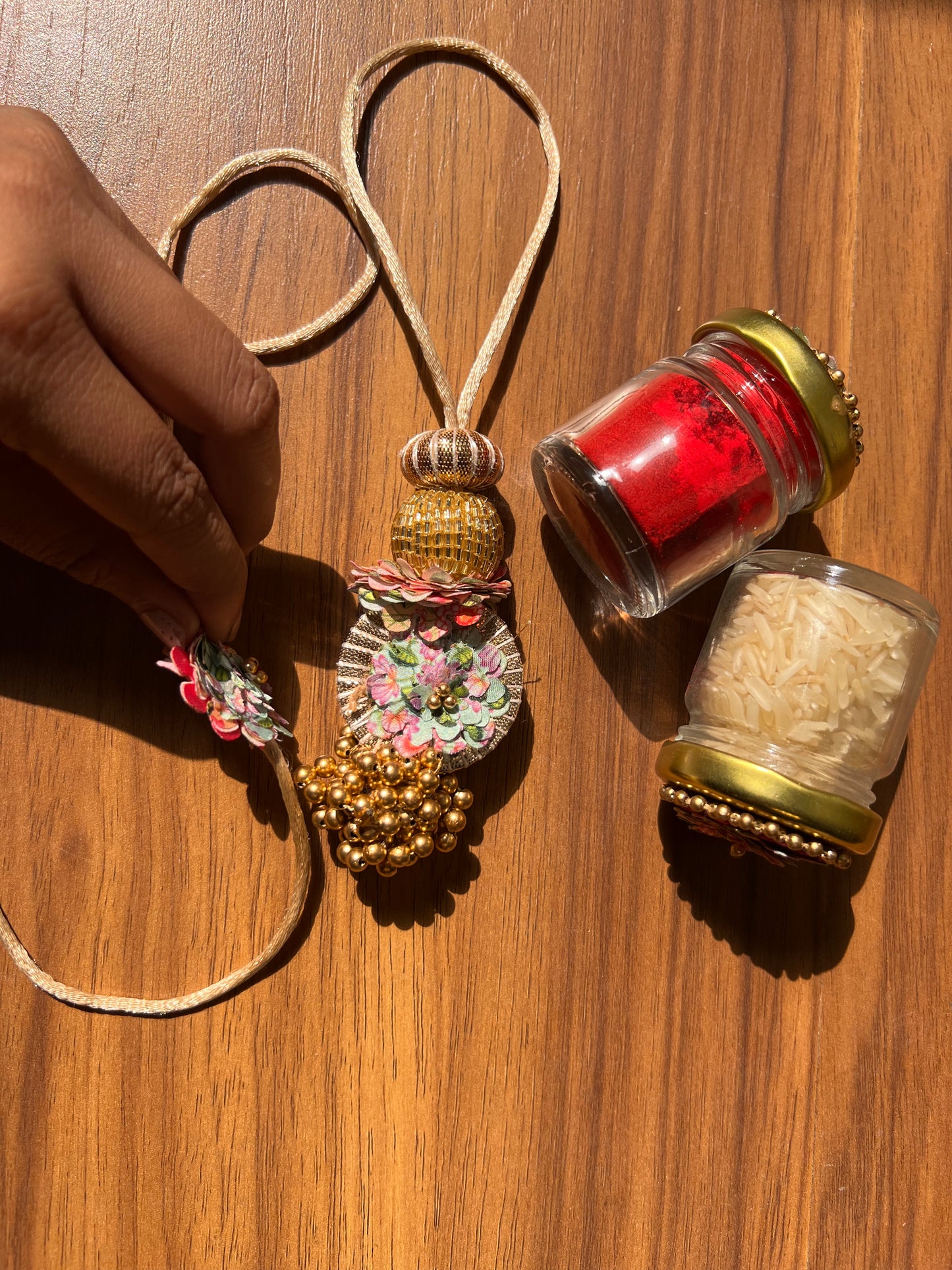 Pastel Pistachio & OG Inflorescence Divine Pichwai Rakhi Combo : III