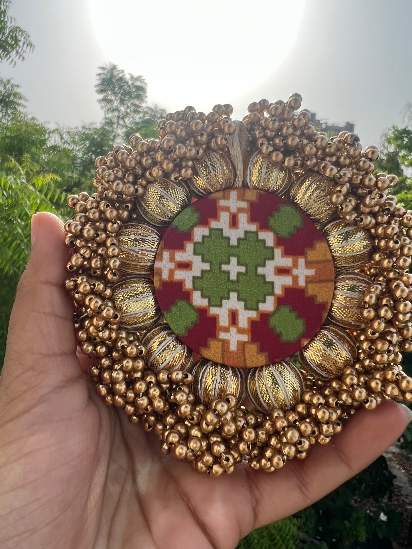 Lakshmi Pagla Mini Pallet + Hanging: Solid Maroon + Maroon Navratna Patola