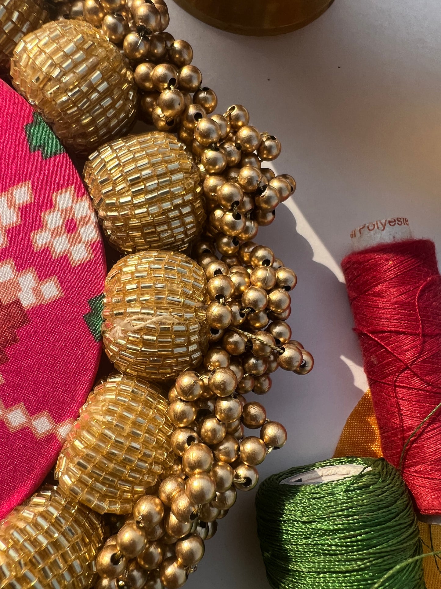 Diva Diya Pallet : Pink Navratna Patola + Vermillion Congruous Divine Pichwai
