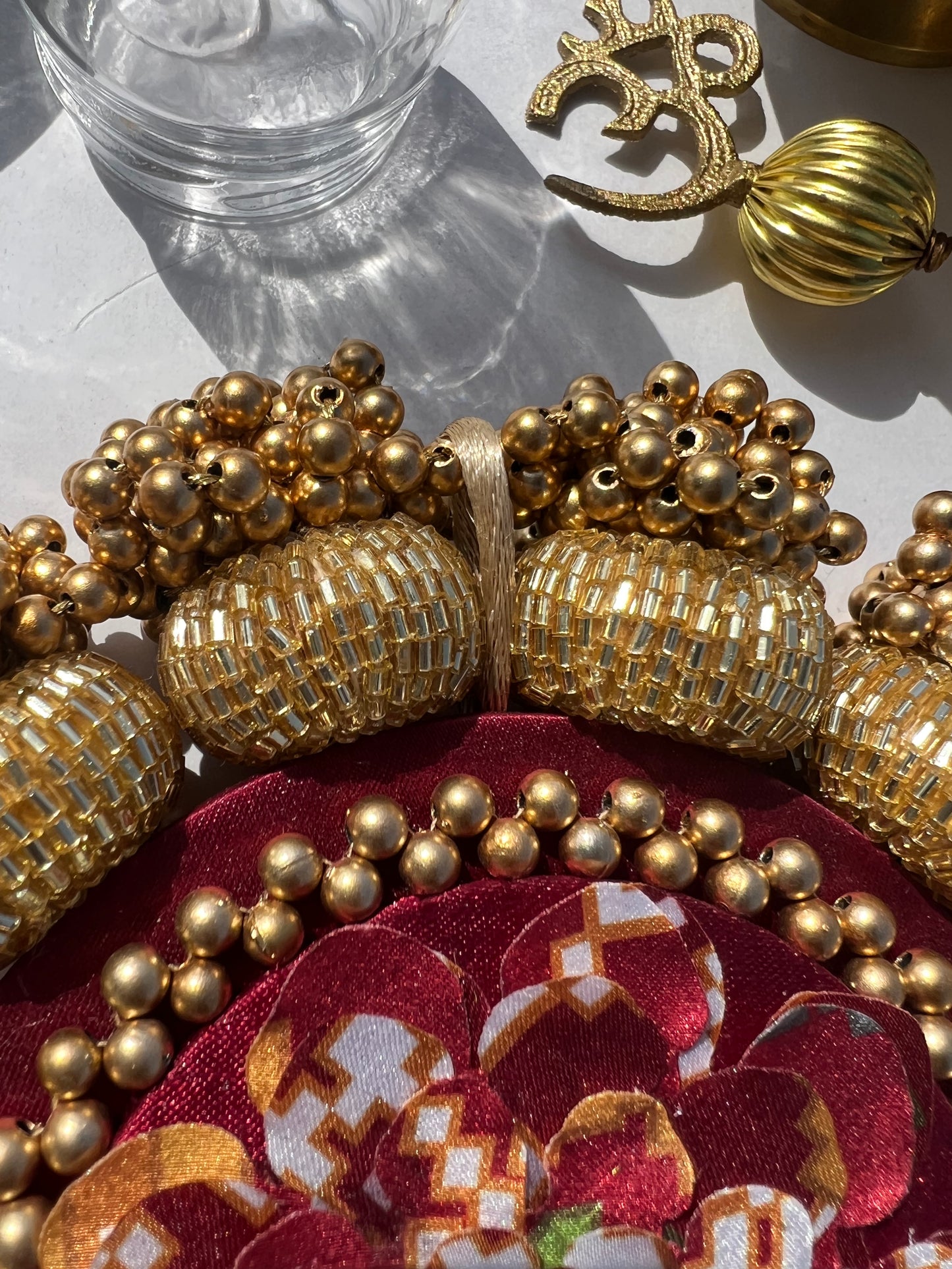 DIVA DIYA PALLET: Enchanted Maroon Navratna Patola + Golden Yellow Navratna Patola