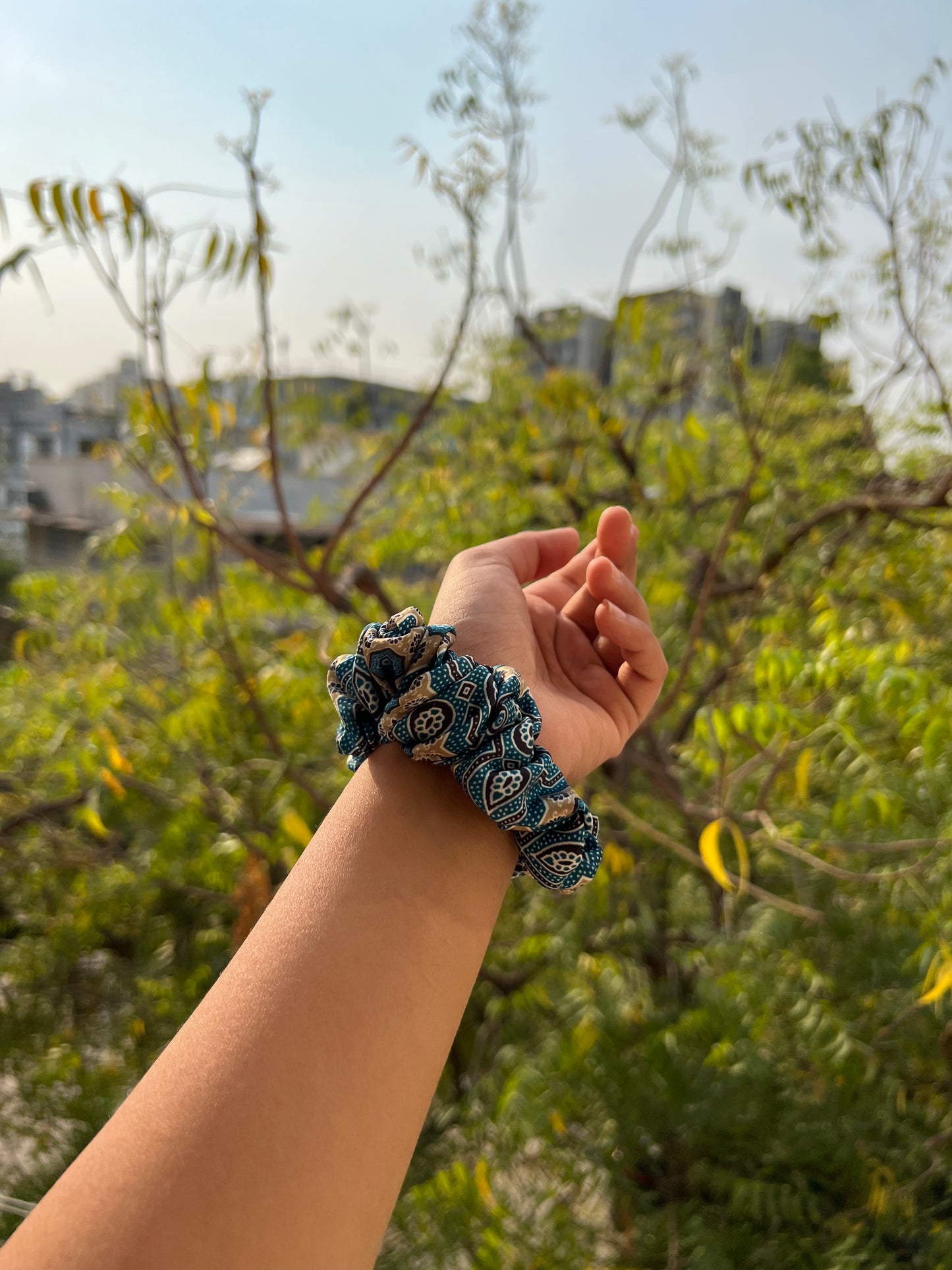 Turkish Hues Intense Ajrakh Scrunchie