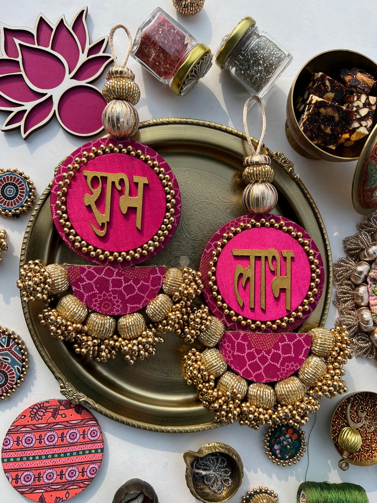 Rosie Rani + Kamal Bandhej Arc Embellished Shubh Labh Tassels