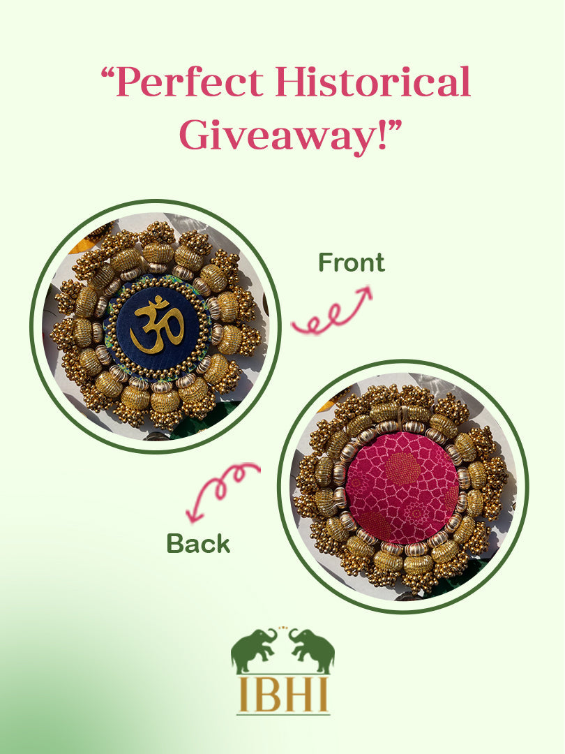 Chaandbali OM Pallet: OG Inflorescence Divine Pichwai + Maroon Navratna Patola