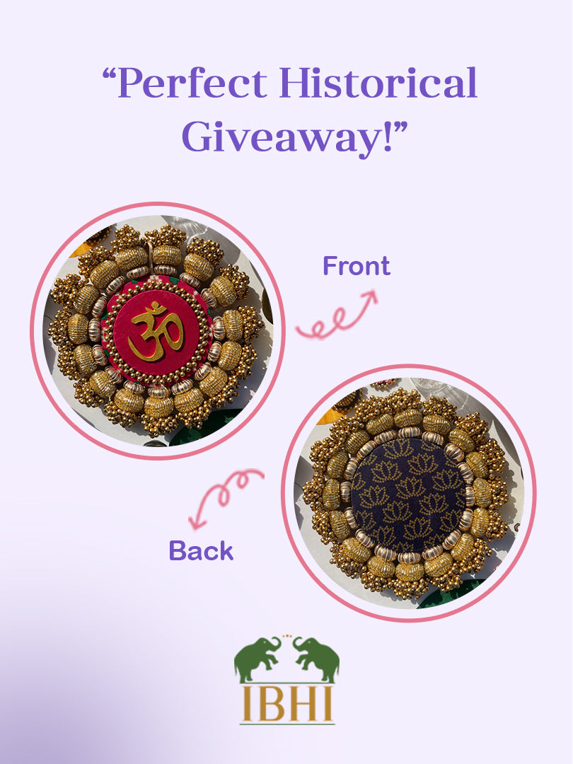 Chaandbali OM Pallet: OG Inflorescence Divine Pichwai + Maroon Navratna Patola