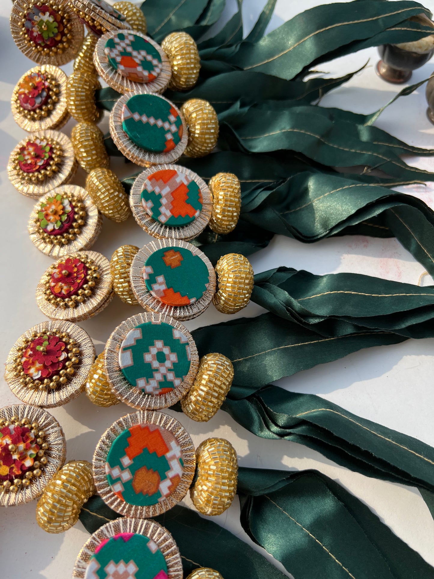 TWO WAY: Enchanted Maroon & Bottle Green Navratna Patola Asopalav Toran (FLEXIBLE)