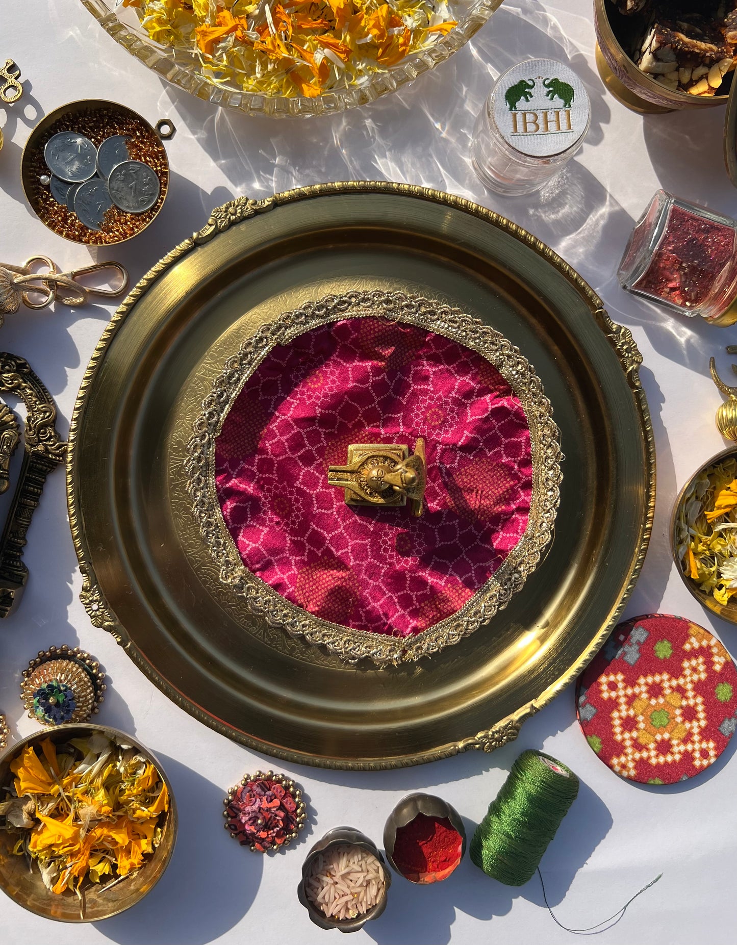 Fabric Coaster Rosie Rani Bandhej + Pink Colloquial Divine Pichwai