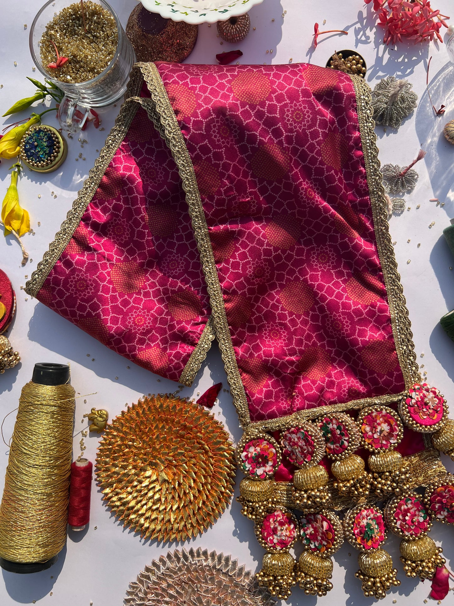 KHES: Rosie Rani Surajmukhi Bandhej + Solid Pink