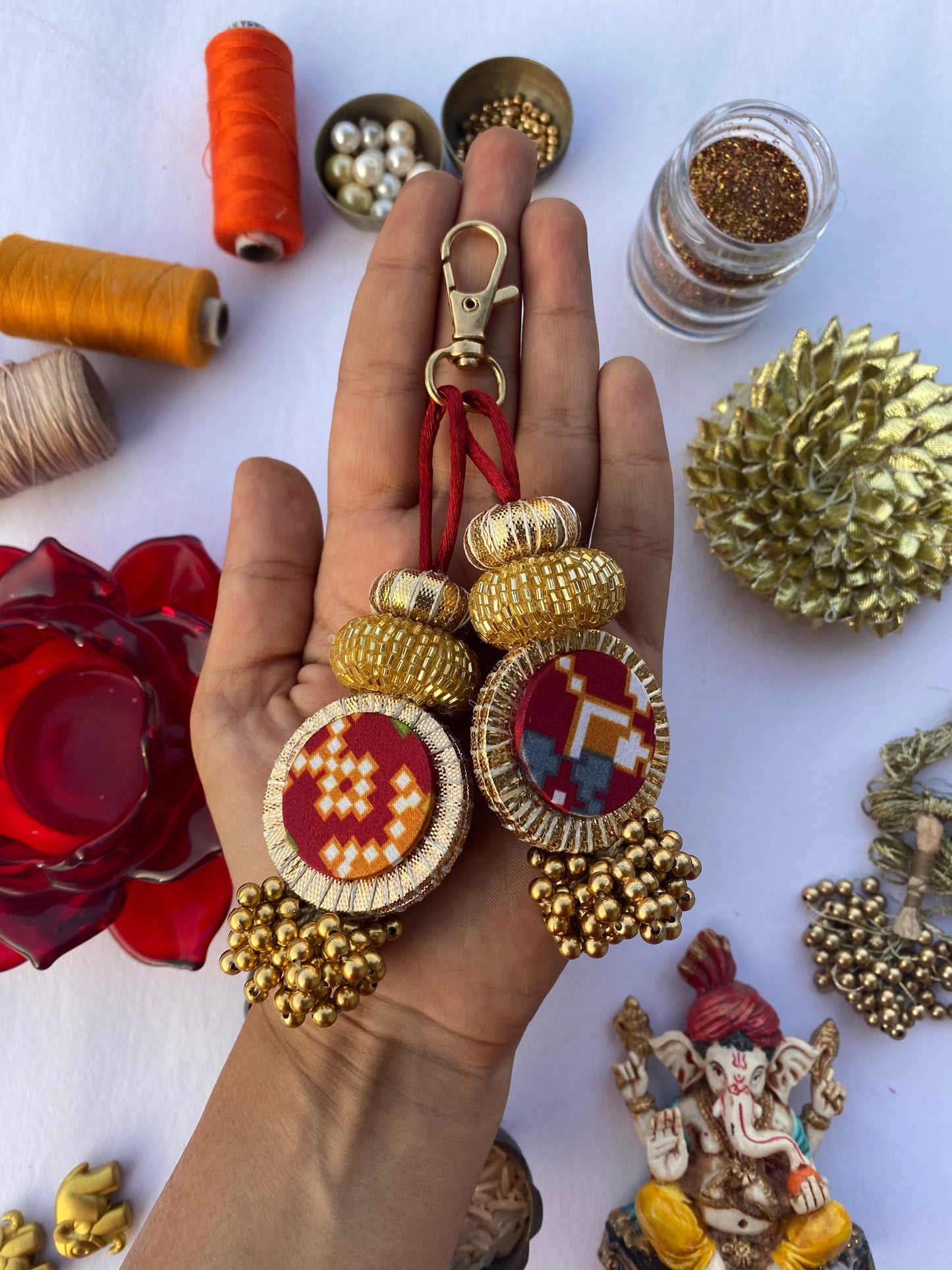Patola print charms/key chain for gift set of 3