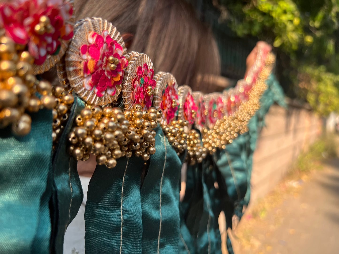 Beaded Bunch Asopalav Tradition X Pink & Vermillion Lumba Toran: Two way (FLEXIBLE)