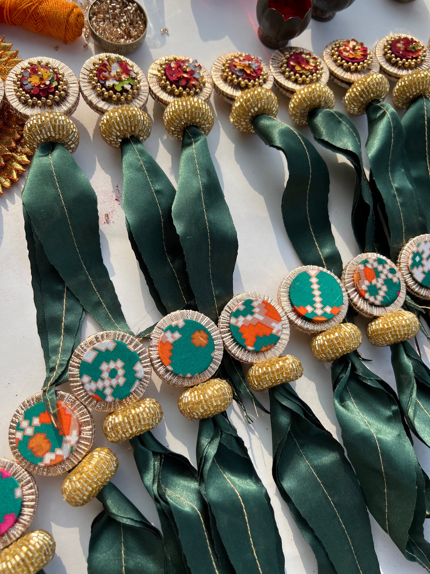 TWO WAY: Enchanted Maroon & Bottle Green Navratna Patola Asopalav Toran (FLEXIBLE)