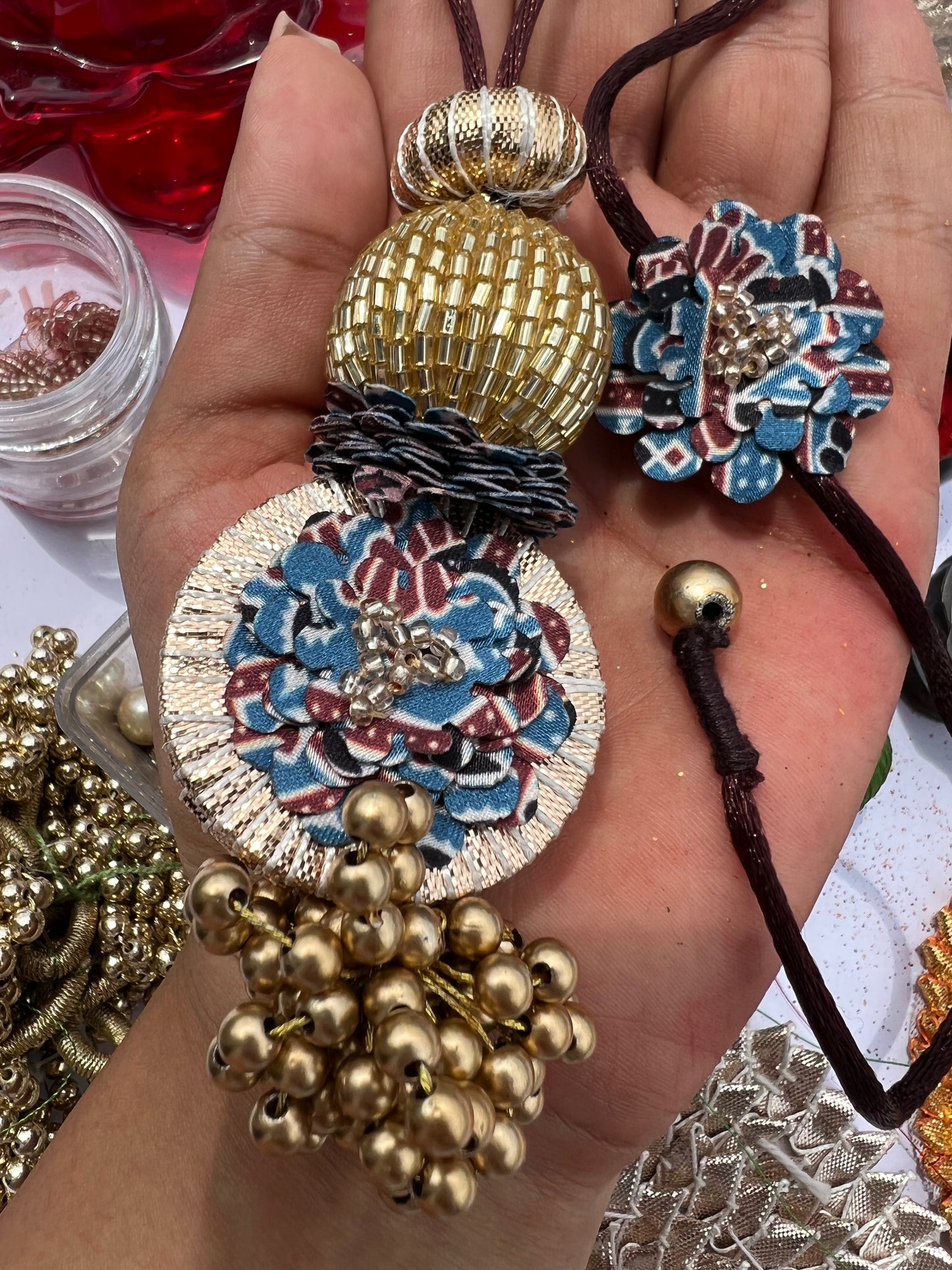 Wine & Brown NO BACK-SIDE Couple Rakhi Set