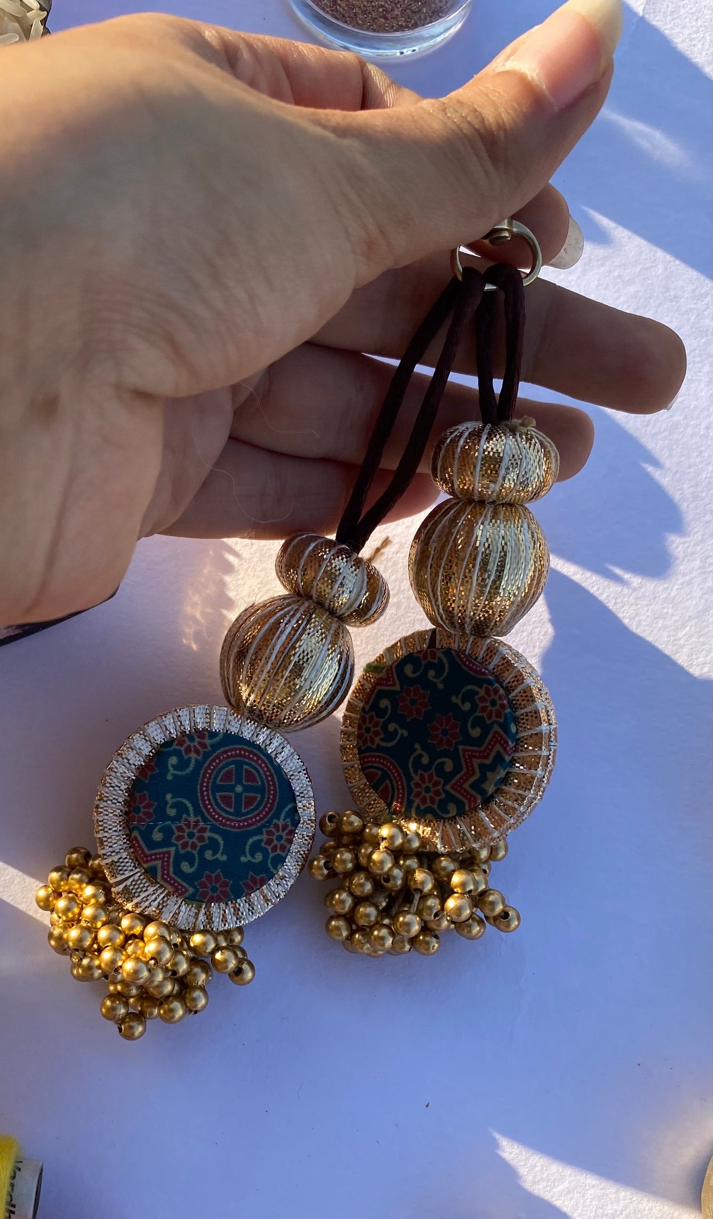 Achromatic Intense Ajrakh Gota Charms/key chain