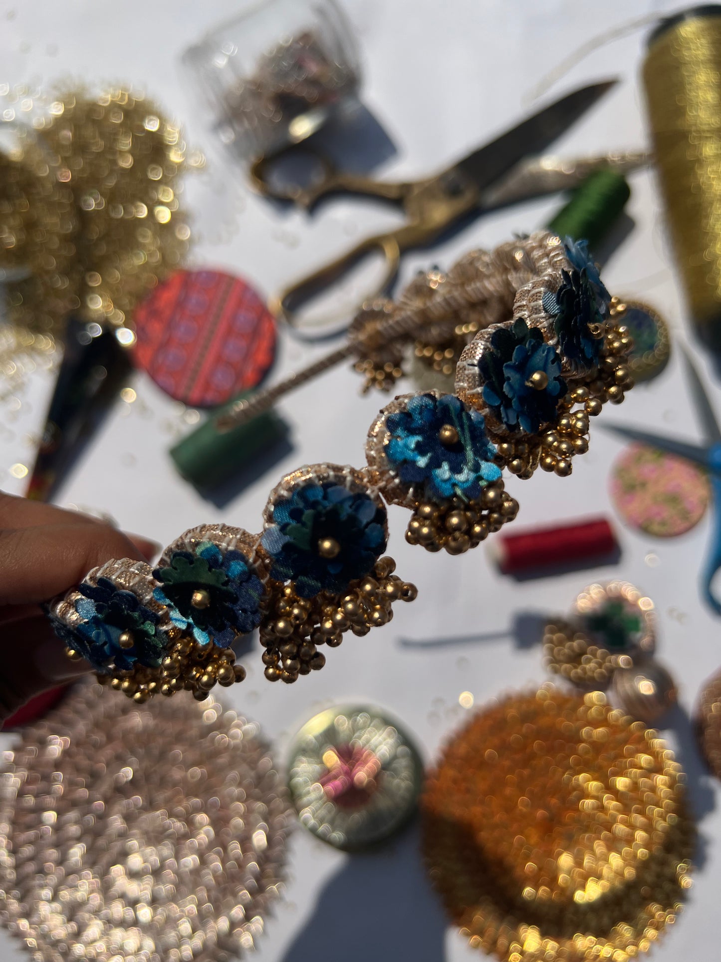 Enchanted Blue Colloquial Divine Pichwai Mini Lumba Hair band