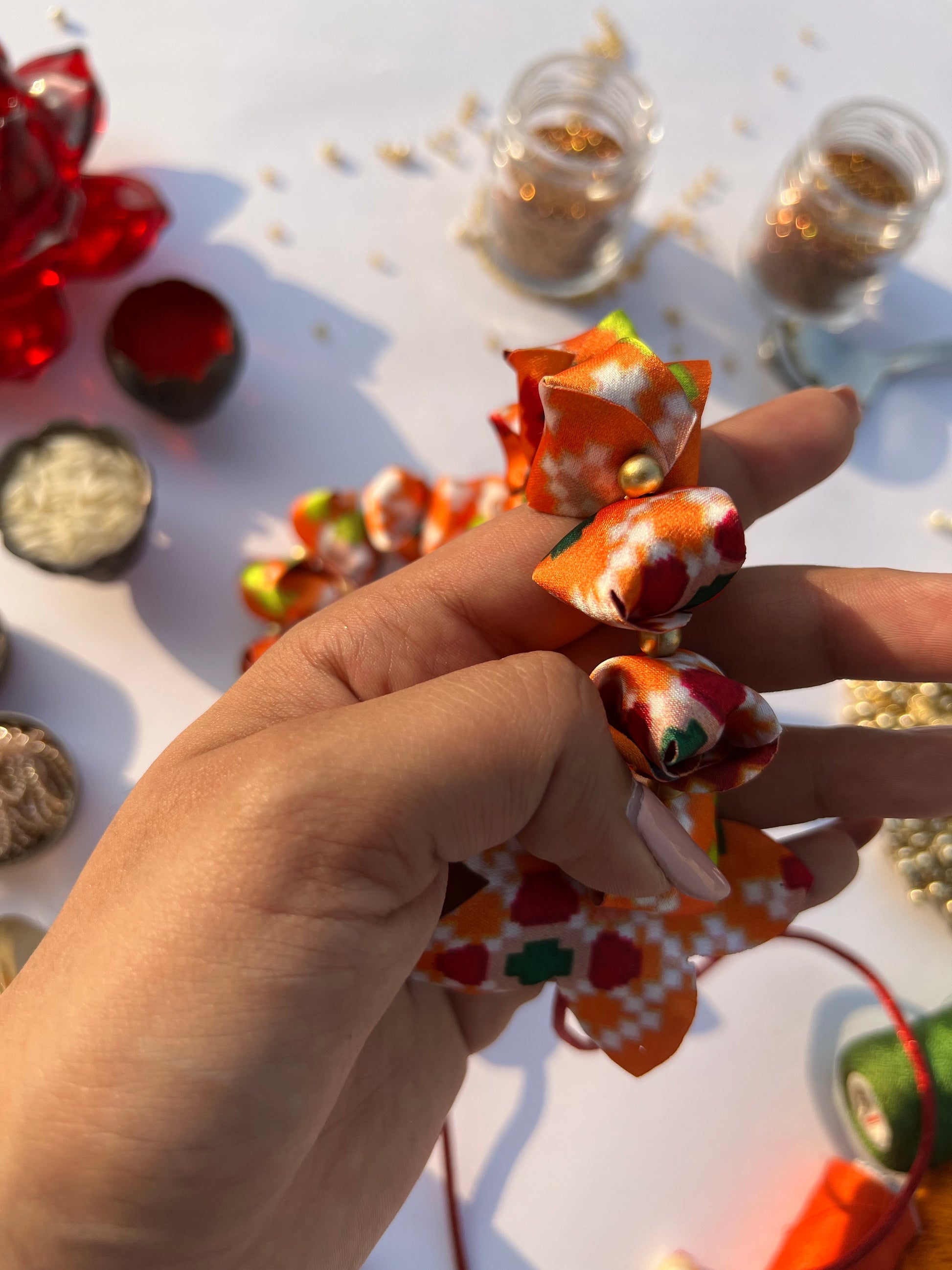 Yellow Navratna Patola Gajra- FLOWER GARLAND FOR HAIR