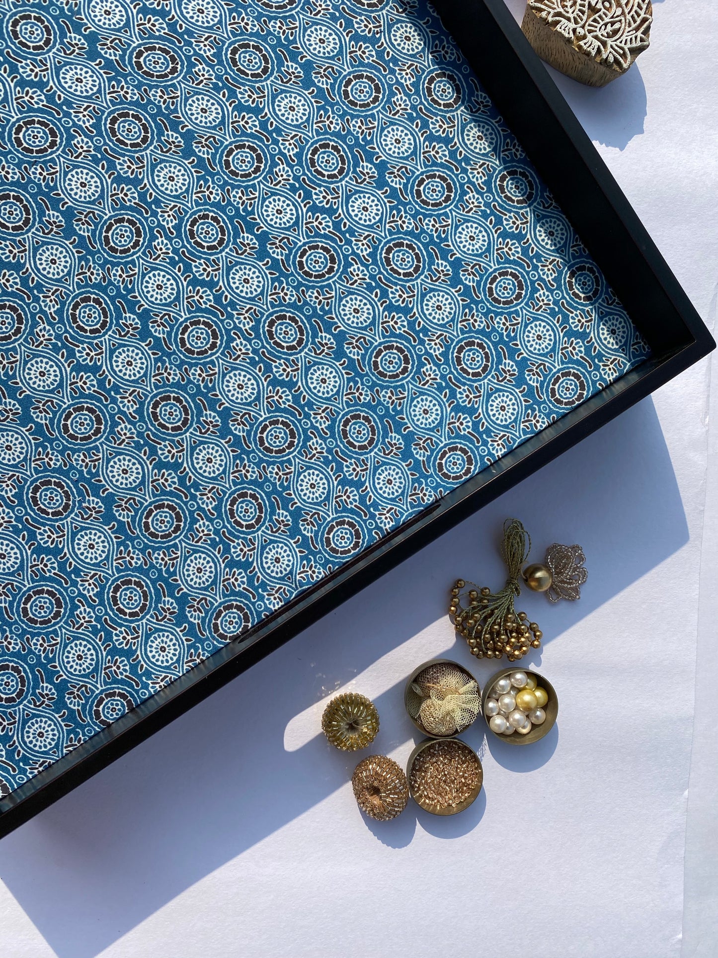 Scallop Jaal Intense Ajrakh Square Multi-Purpose Tray
