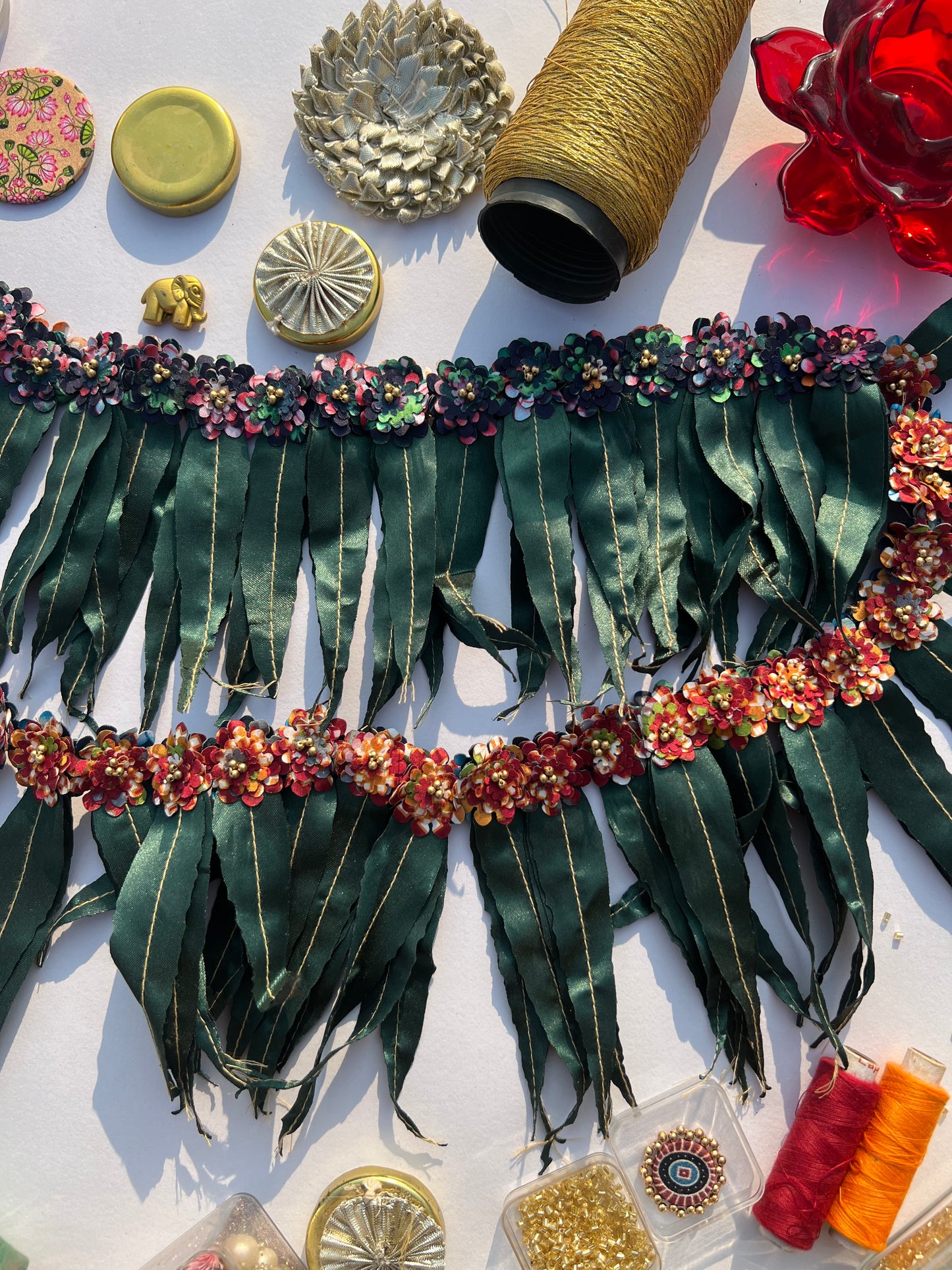 Mini Asopalav Tradition X Maroon & Pink Colloquial Divine Pichwai Toran: Two way (FLEXIBLE)