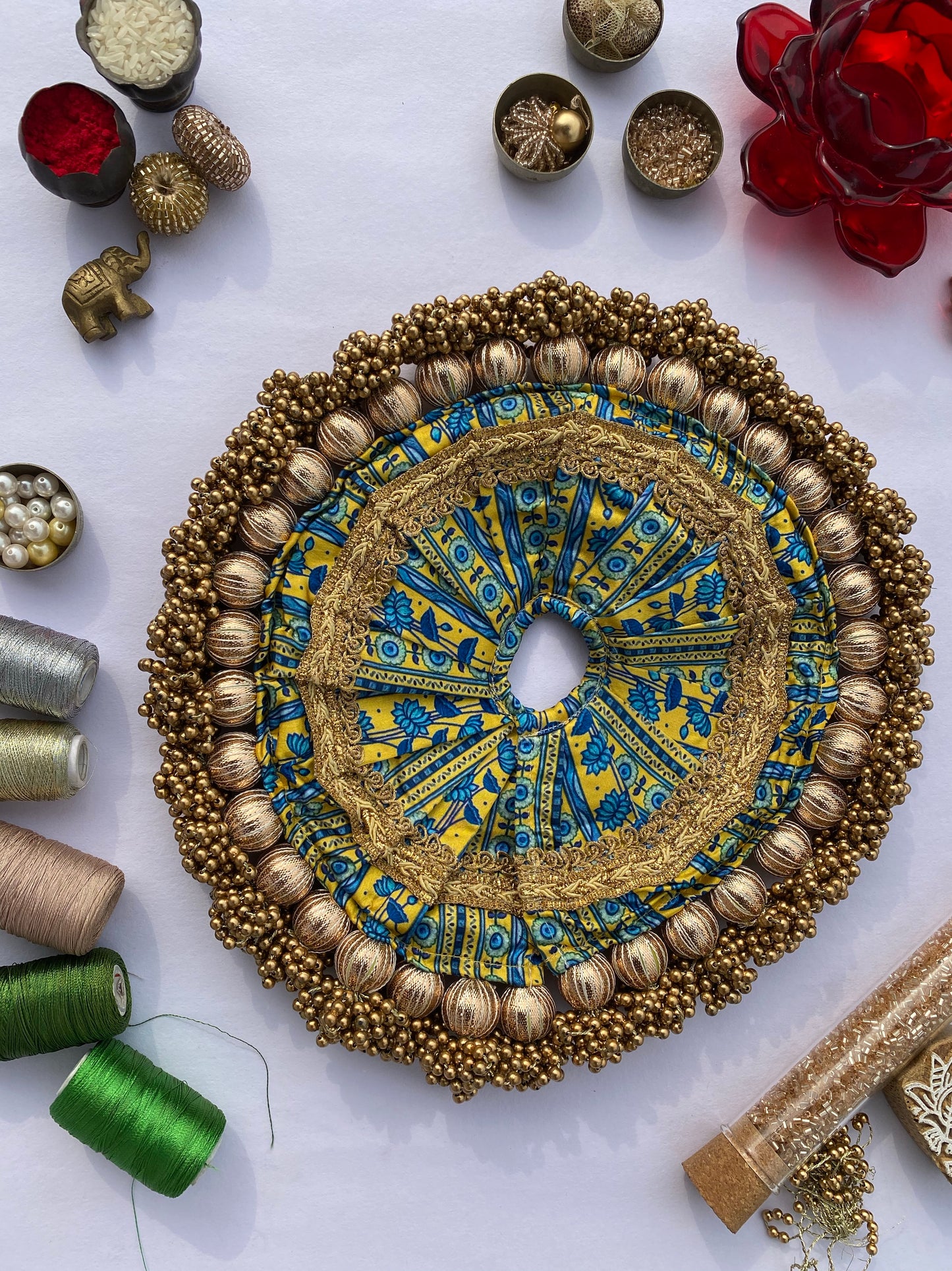 Copper beaded poshak for pichwai
