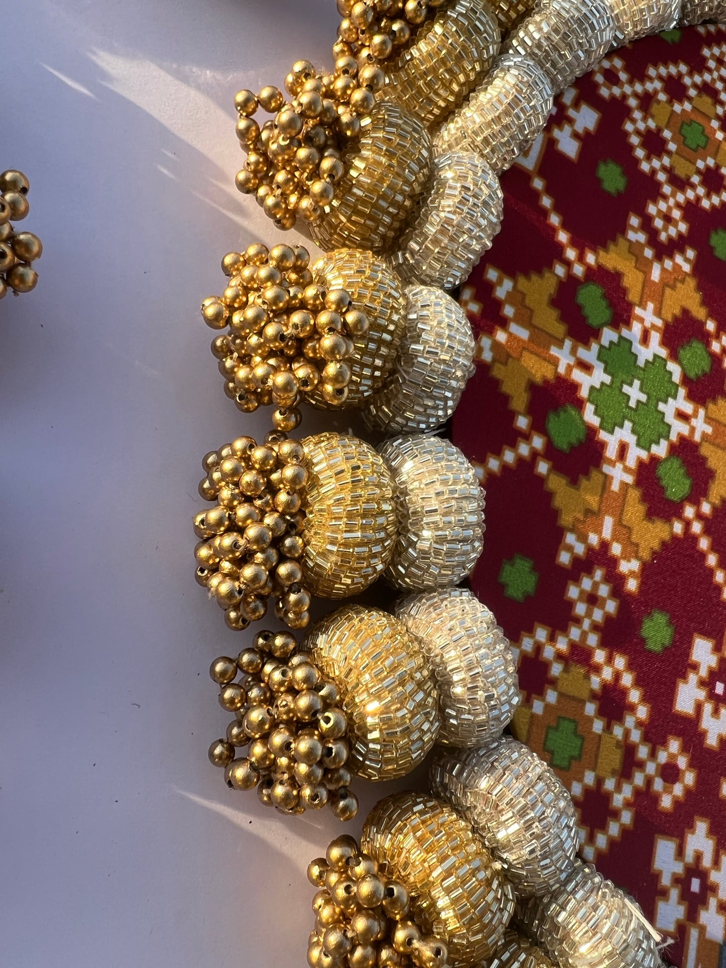 Chaandbali Maroon Navratna Patola & Inflorescence Divine Pichwai Rangoli