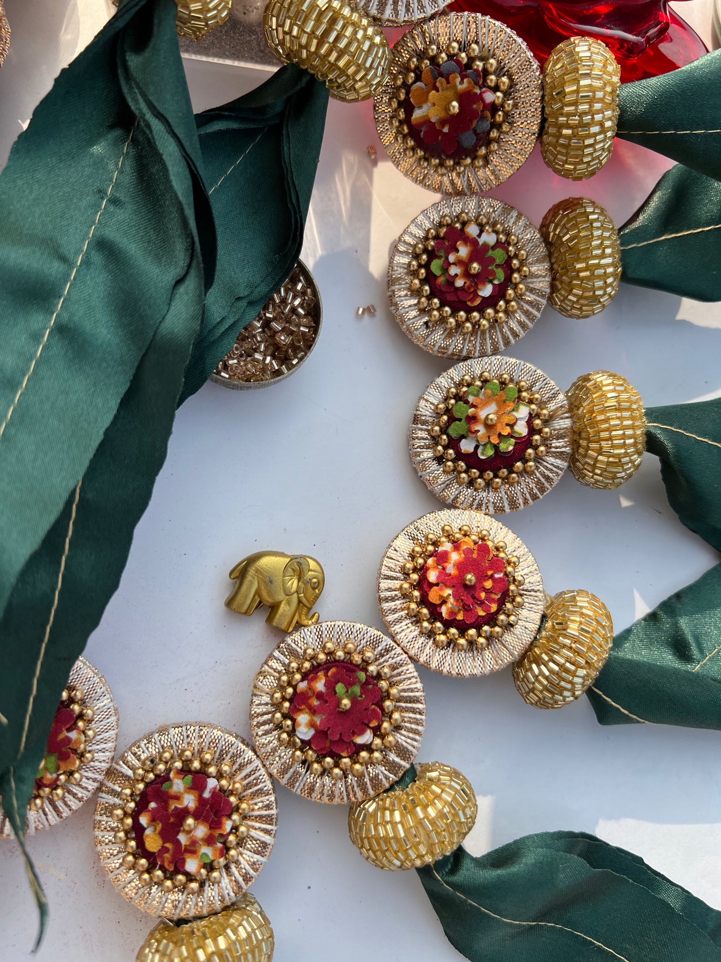 TWO WAY: Enchanted Maroon & Bottle Green Navratna Patola Asopalav Toran (FLEXIBLE)