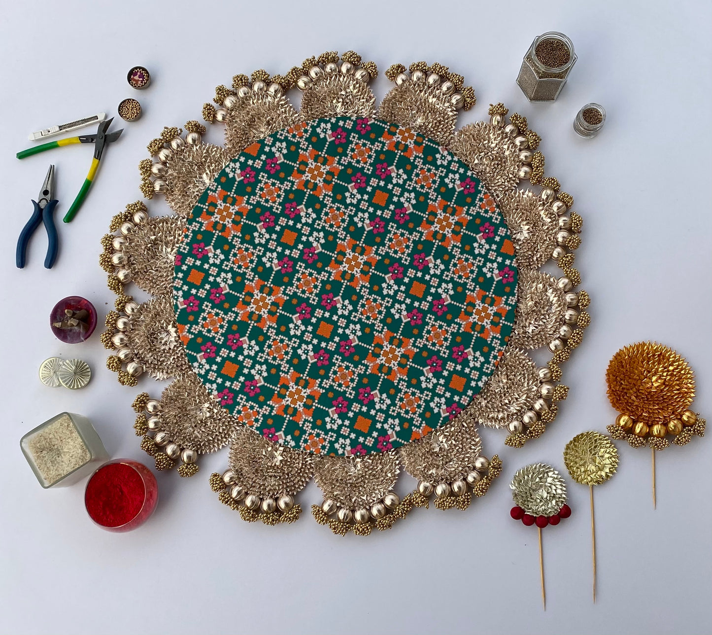 The Bottle Green Navratna Gota Scallop Rangoli - IBHI