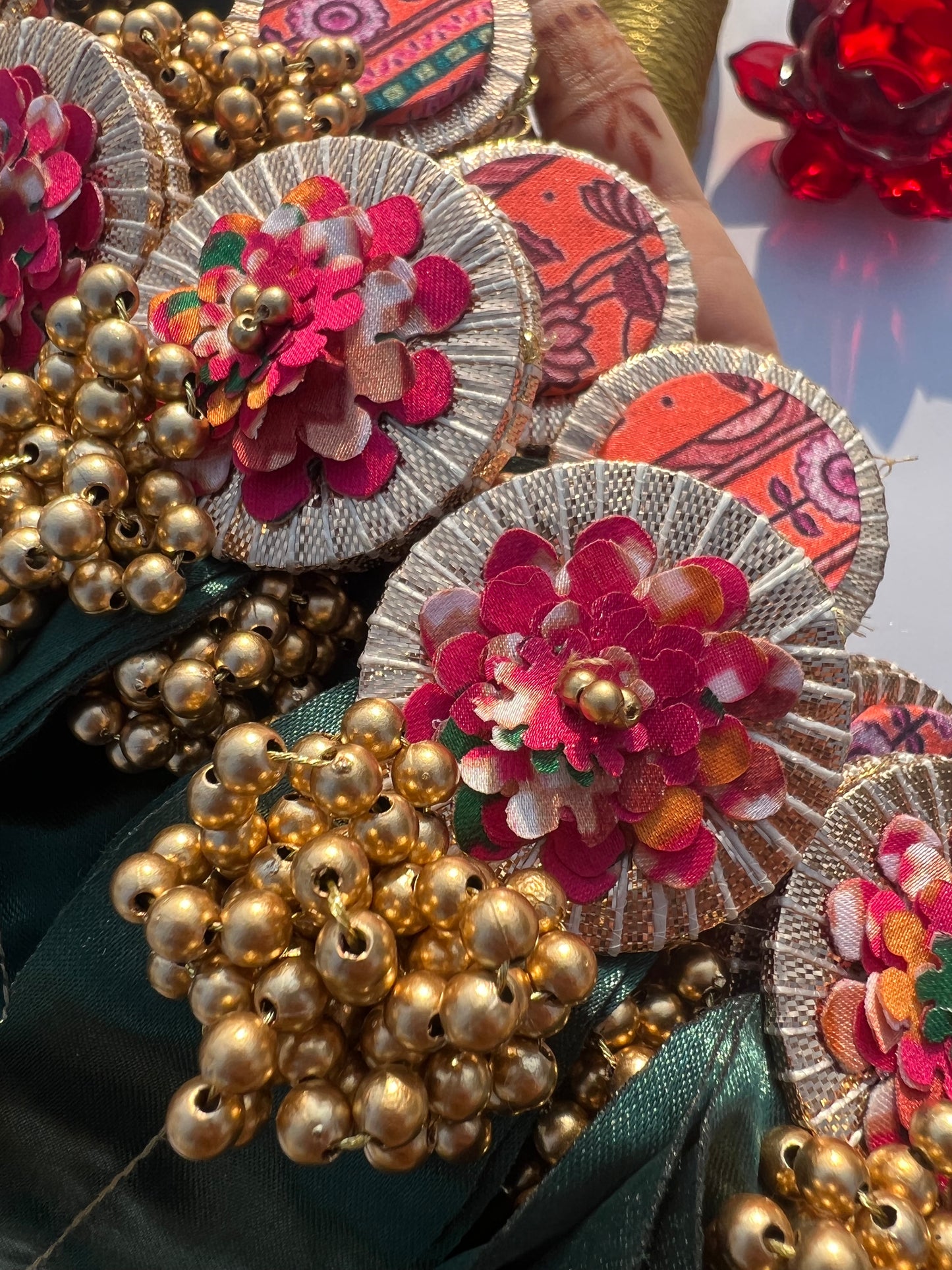 Beaded Bunch Asopalav Tradition X Pink & Vermillion Lumba Toran: Two way (FLEXIBLE)