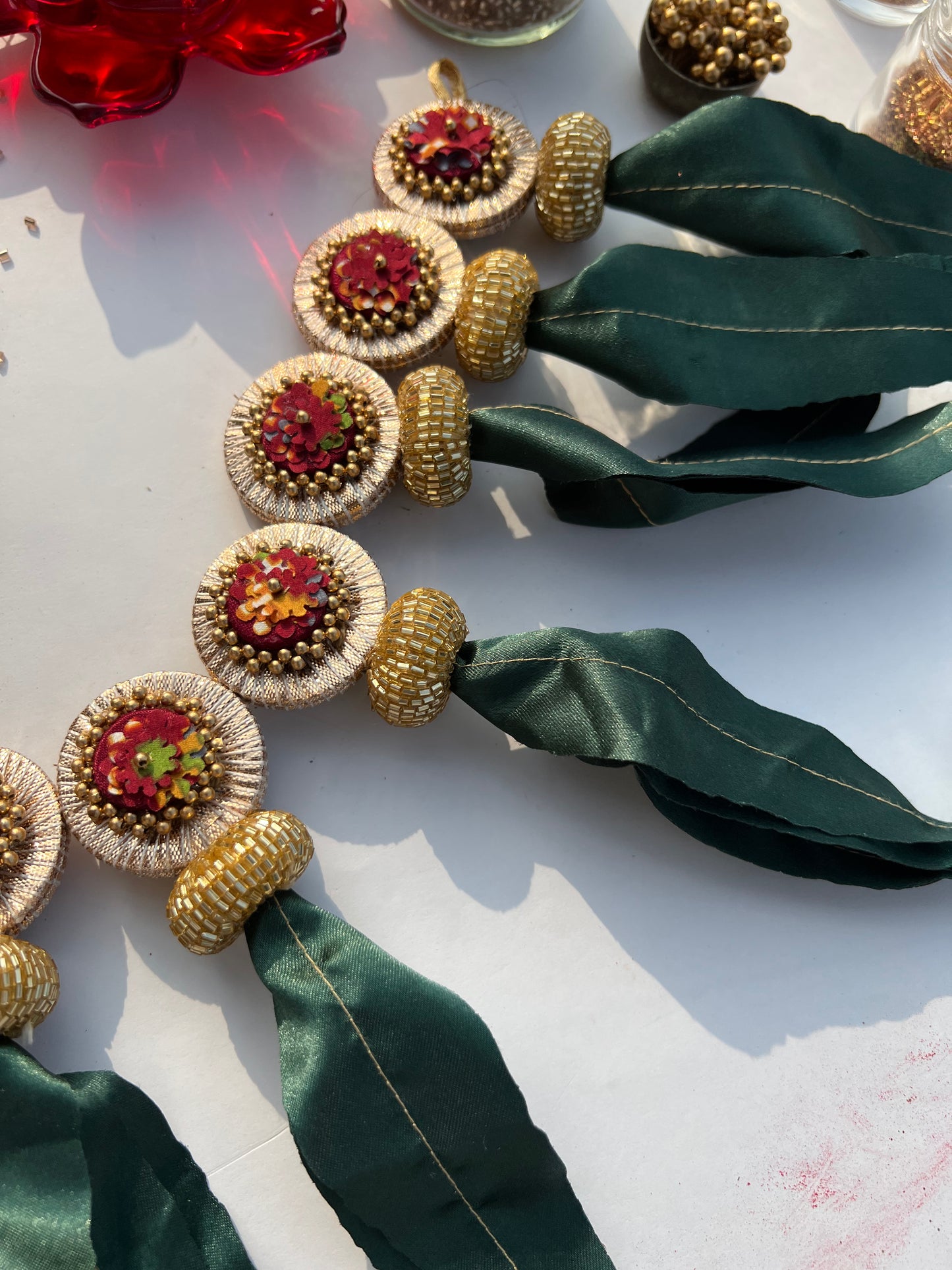 TWO WAY: Enchanted Maroon & Bottle Green Navratna Patola Asopalav Toran (FLEXIBLE)