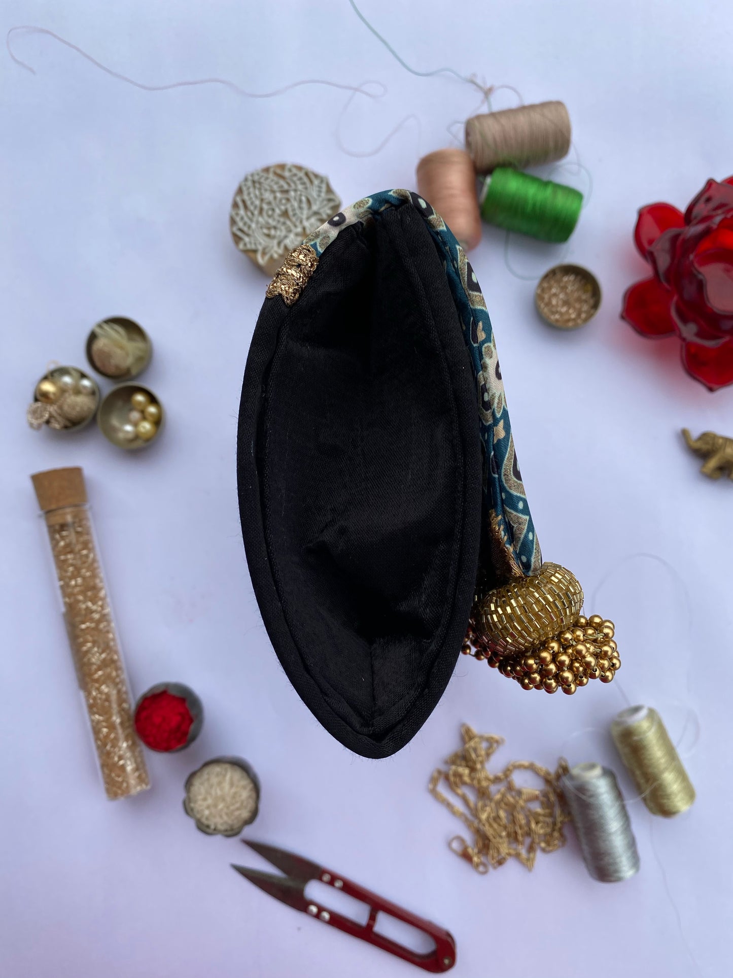 Set of 3 Micro Beaded Clutch X Solid Complimenting Silk