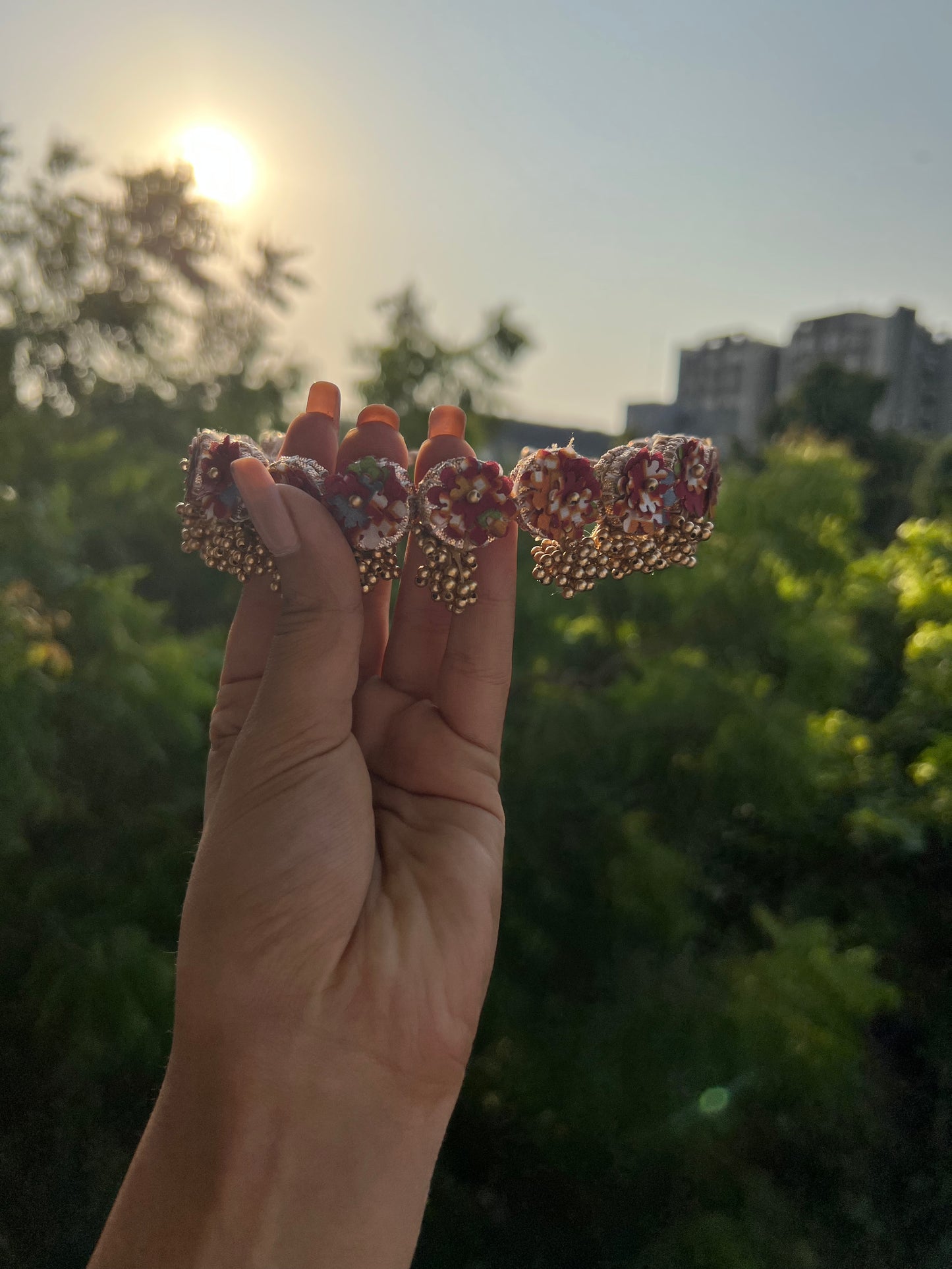 Enchanted Maroon Navratna Patola Mini Lumba Hair band