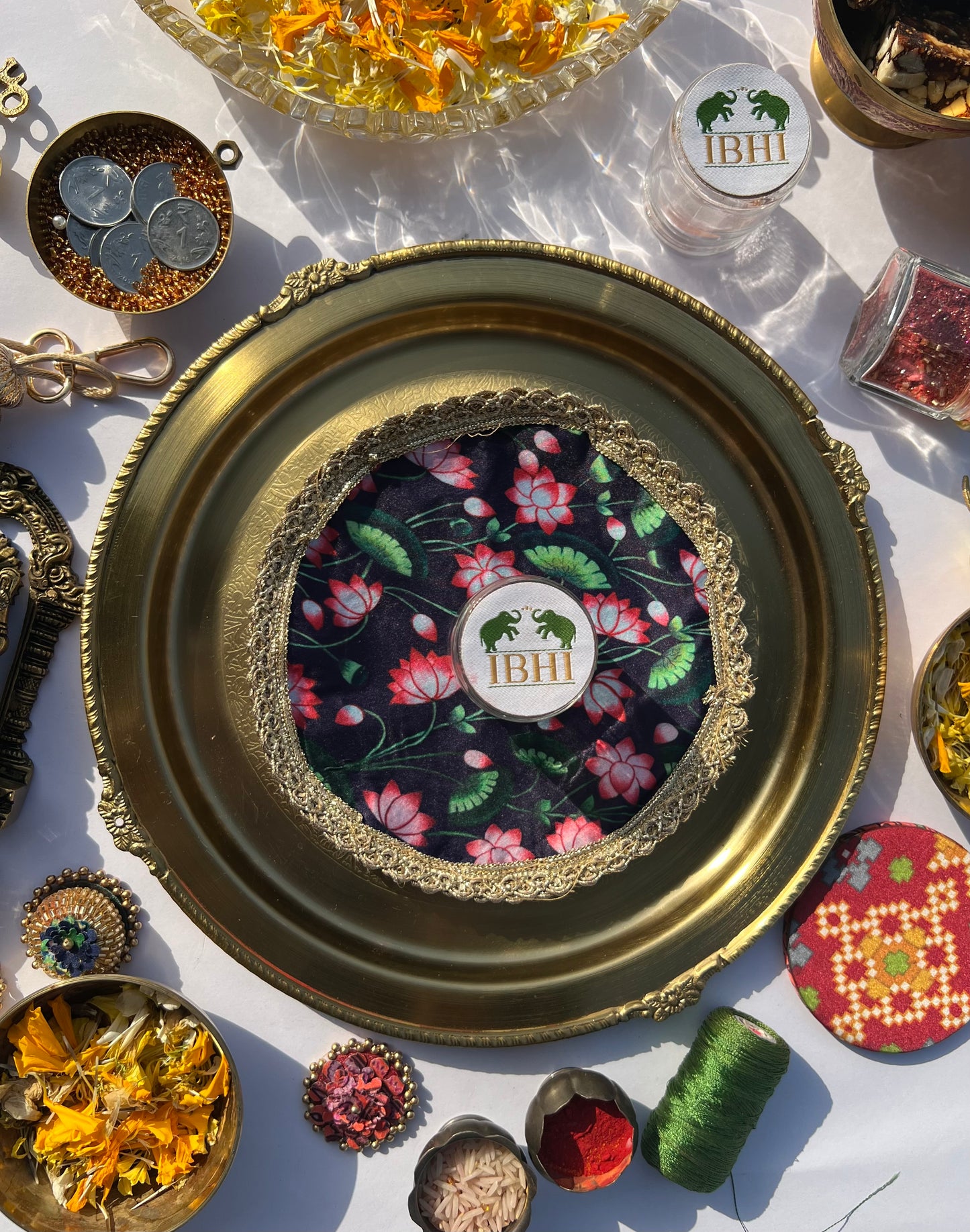 Fabric Coaster Rosie Rani Bandhej + Pink Colloquial Divine Pichwai