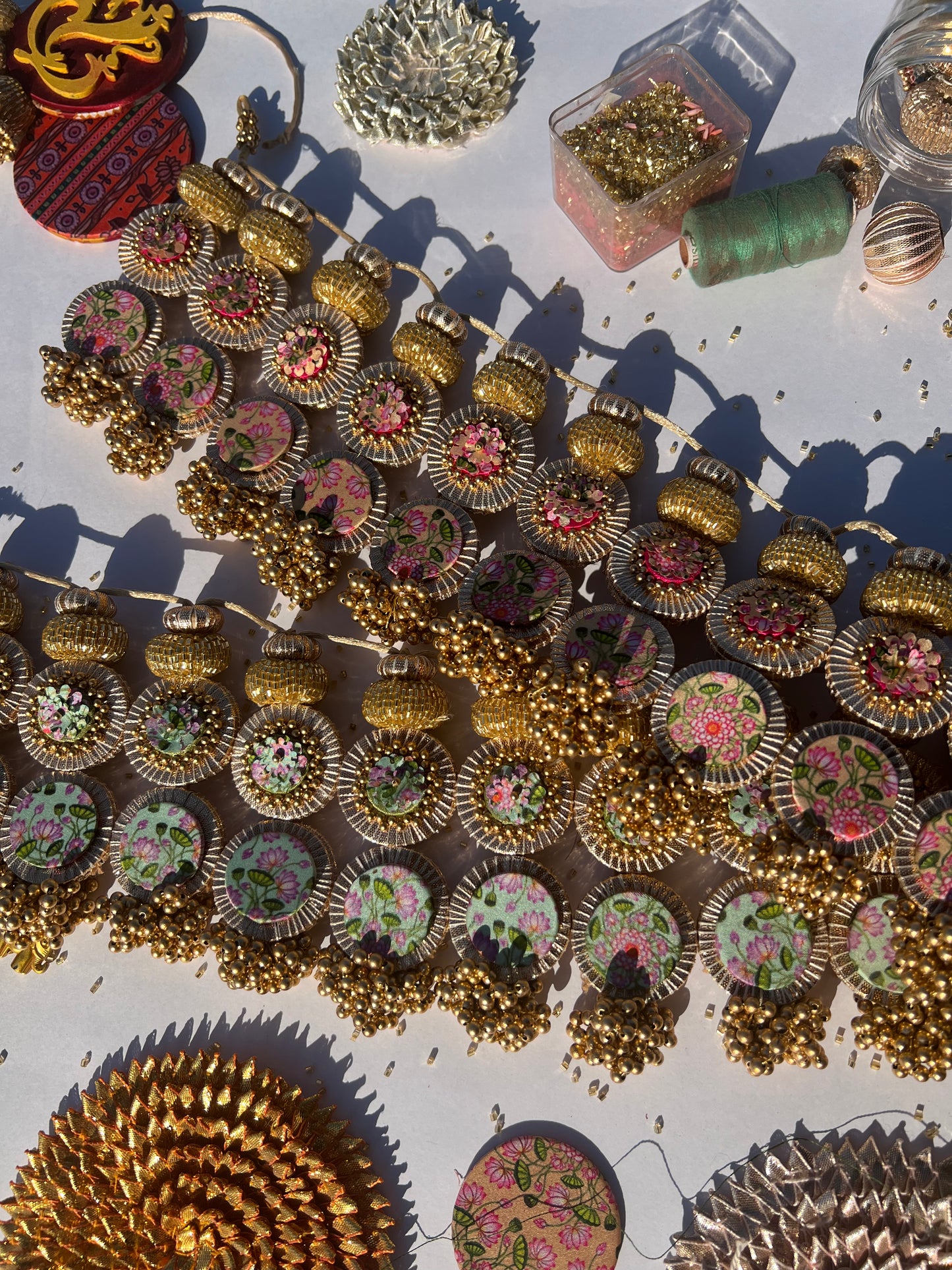 Bling Cling OG Infloresence Divine Pichwai + Pastel Pistachio Infloresence Divine Pichwai(FLEXIBLE)